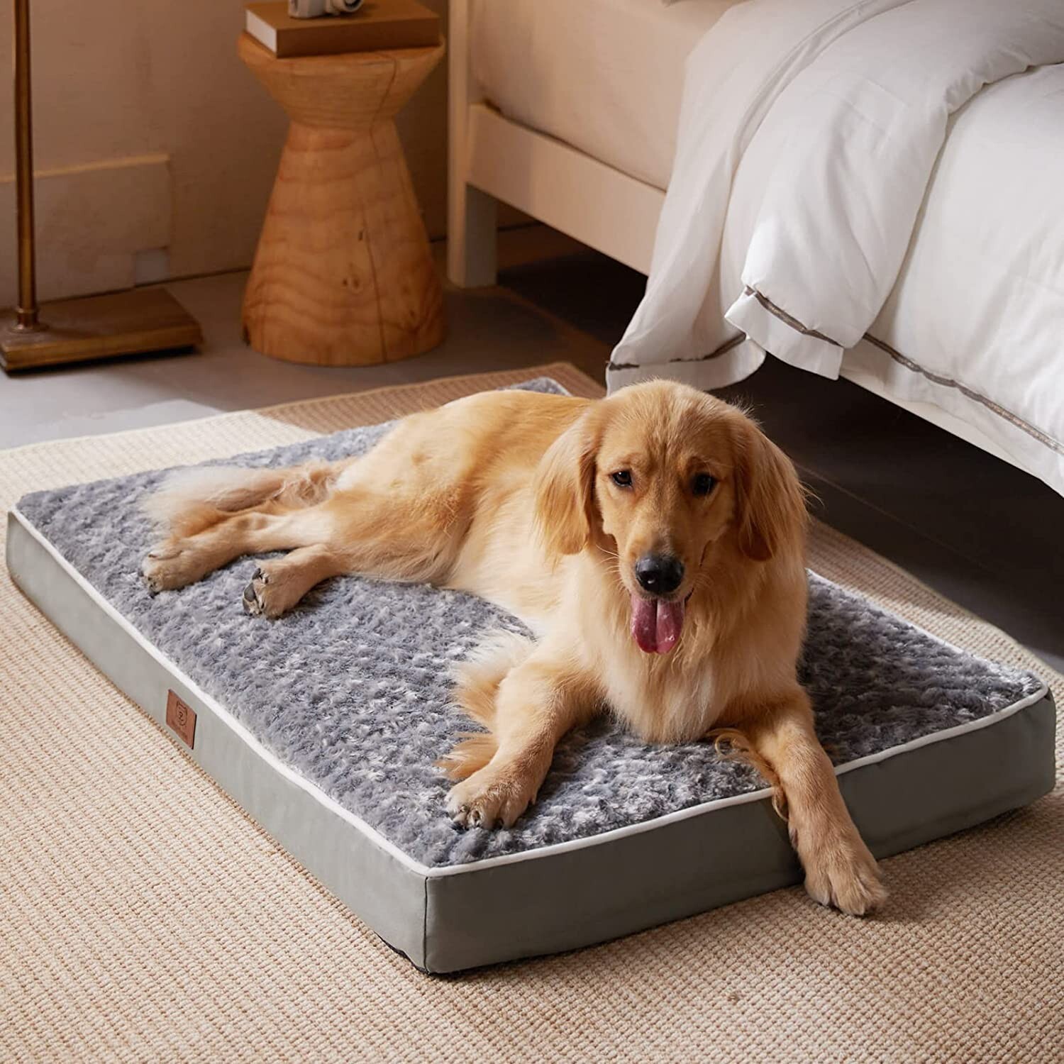Orthopedic X Large Dog Bed Chew Proof Dog Bed for Large 42 X 30 X 4 Inch Grey