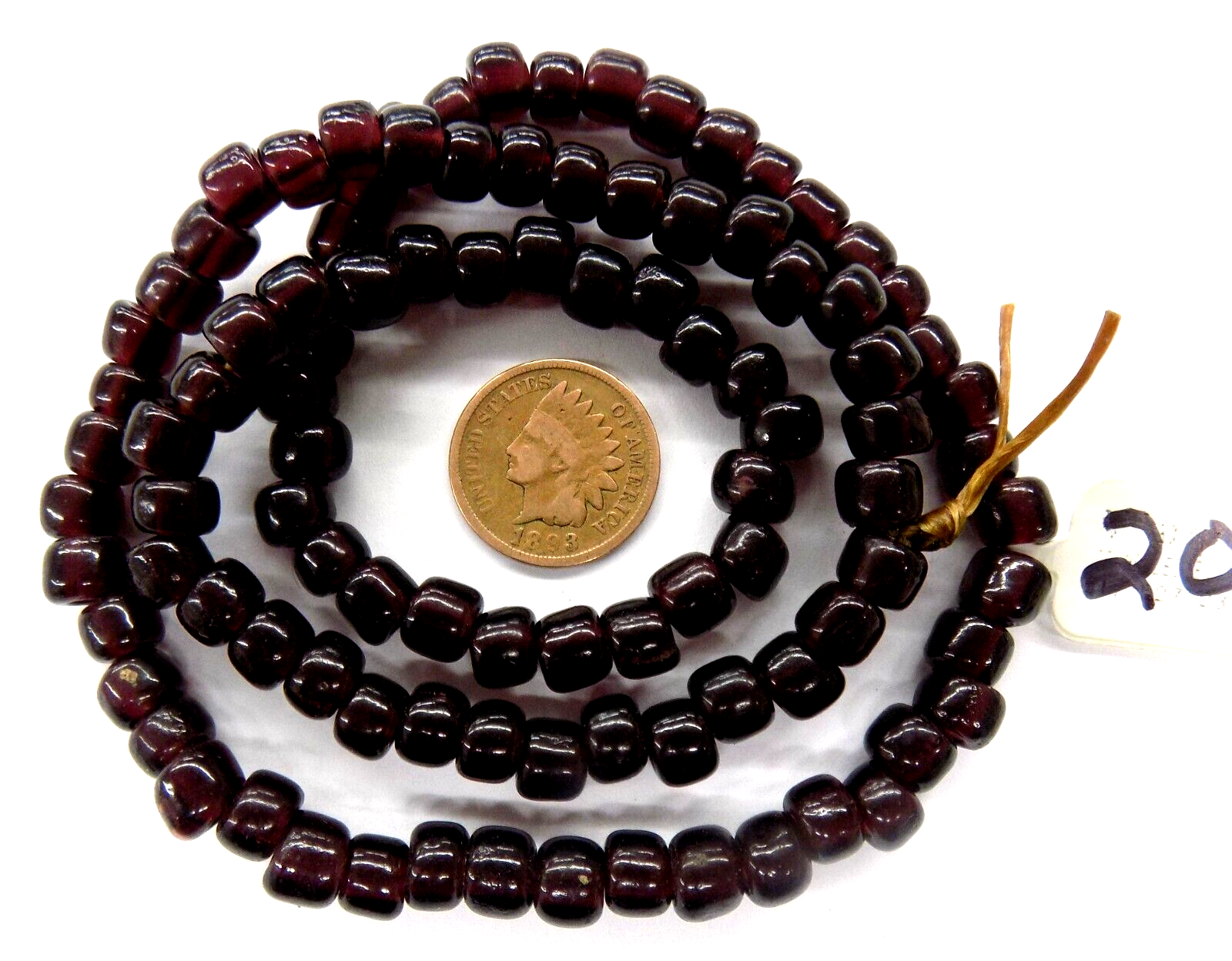 French Mini Crow Dark Plum Purple Padre African Trade Bead 100 T2844