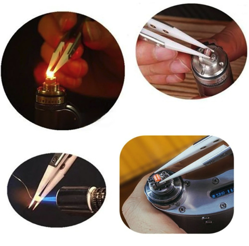 1pc Ceramic Tip Stainless Steel Tweezers: Heat-Resistant Fine Point Tool - NEW