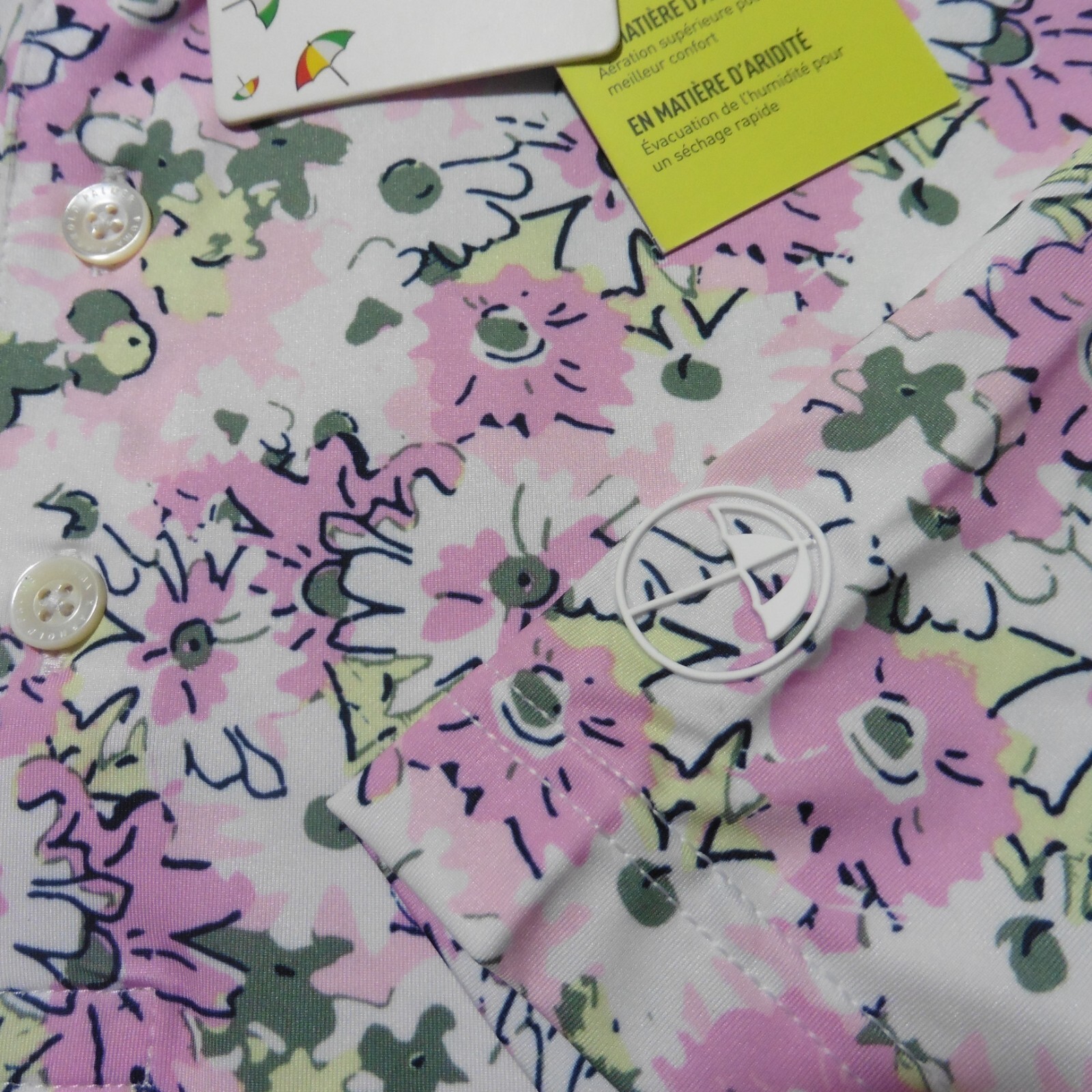 PUMA Arnold Palmer Men's 2XL Floral Golf Polo Shirt White Pink