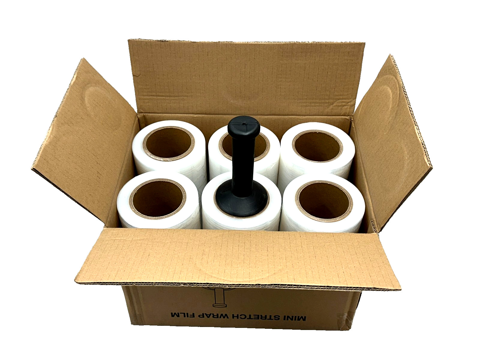 5" in. x 1000FT 80 Gauge 12 Rolls Stretch Shrink Film Hand Wrap + Handle