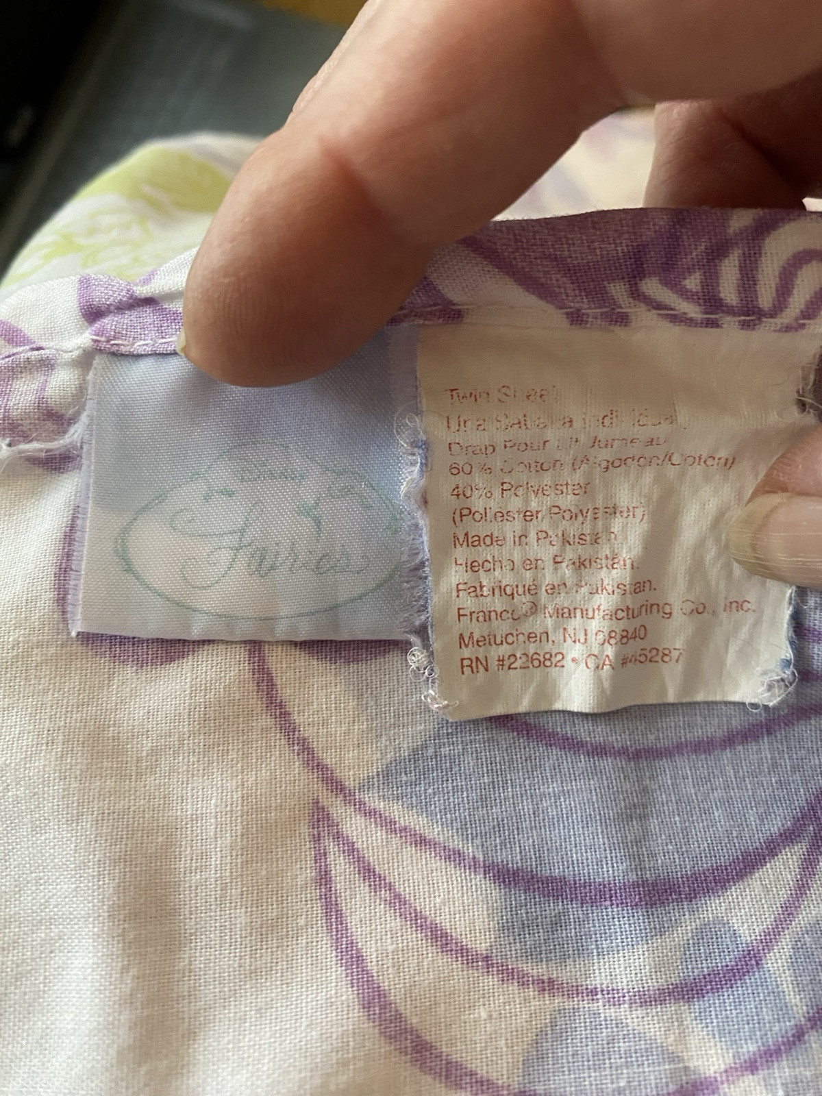 Vtg Tinker Bell Twin Sheet Set Lavender Purple Flat And Fitted With Pillowcase