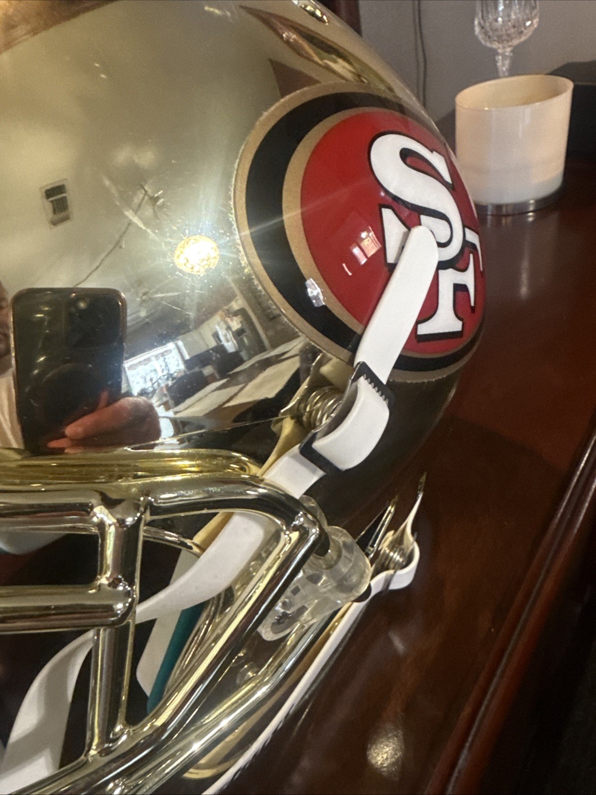 SAN FRANCISCO 49ERS Full Size Chrome Authentic Gold Football Helmet -