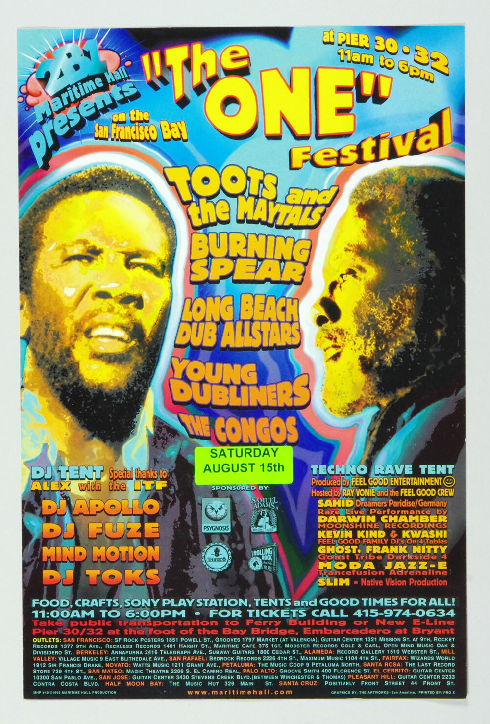 Toots and the Maytals Burning Spears Poster 1998 Pier 30 San Francisco