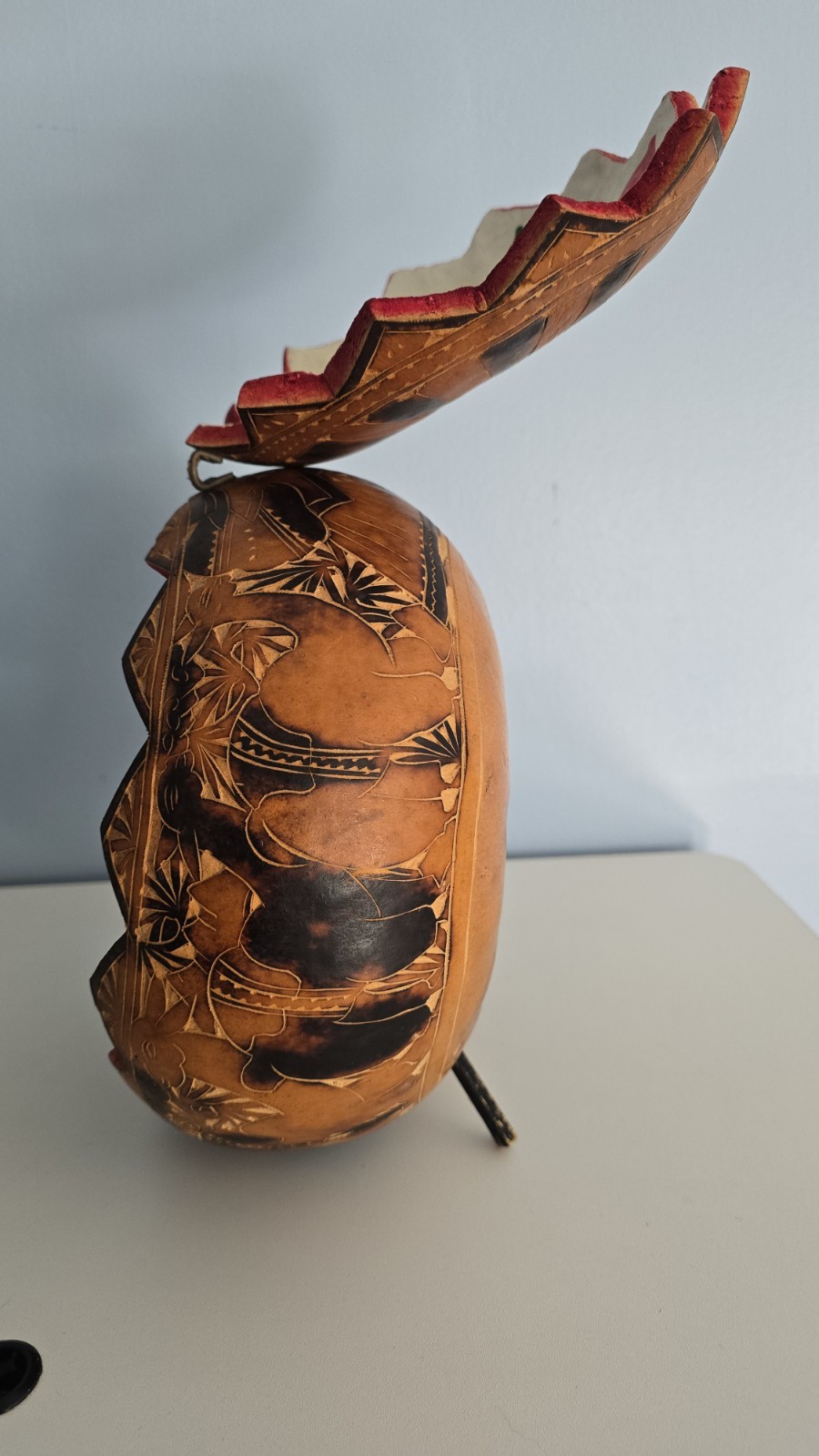 Vintage Handcarved PERUVIAN Peru Folk Art RETABLO Diorama Gourd Nativity Set