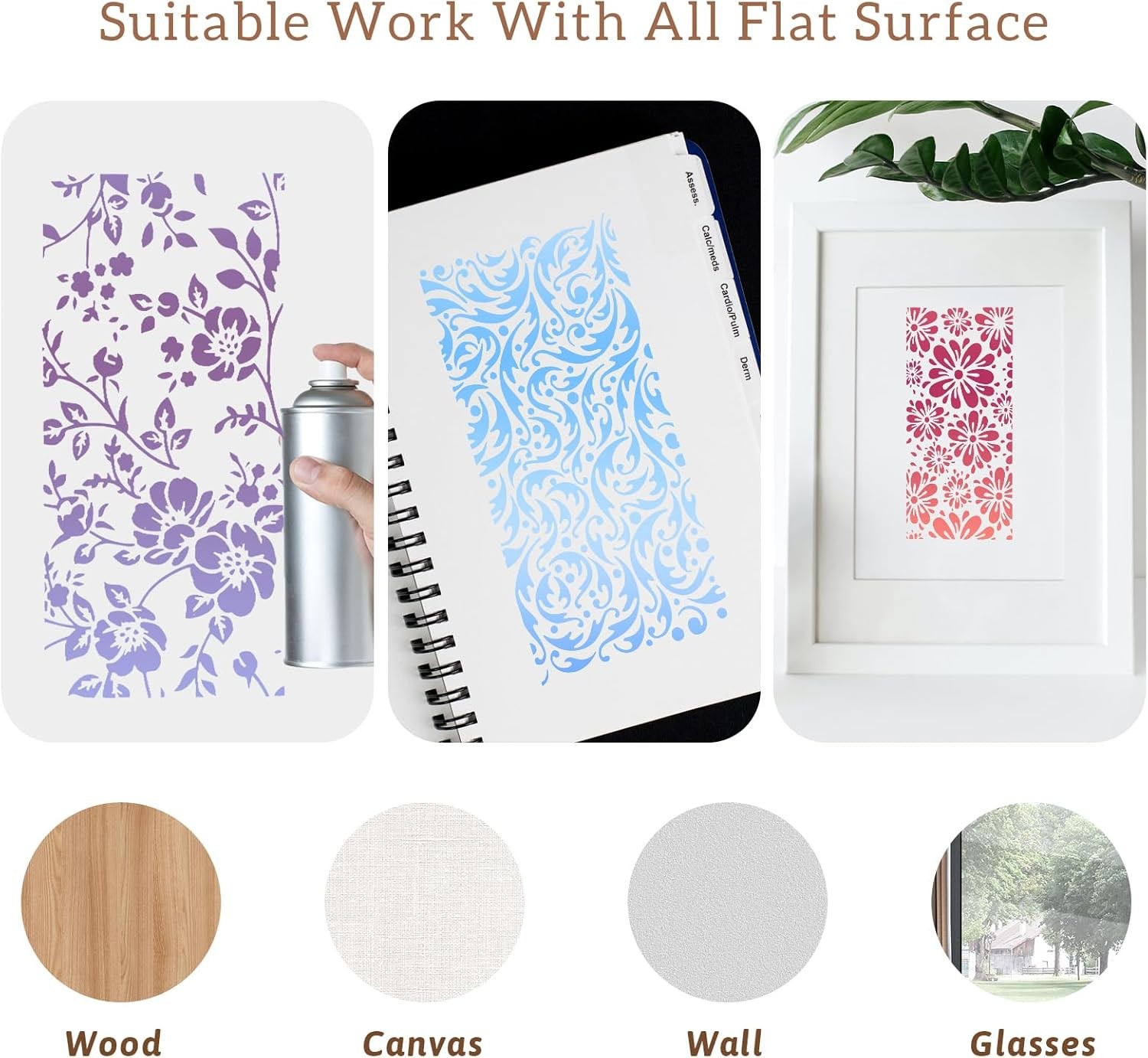 16 Pcs Stencils for Crafts Reusable Stencils for Painting Texture Stencils Backg