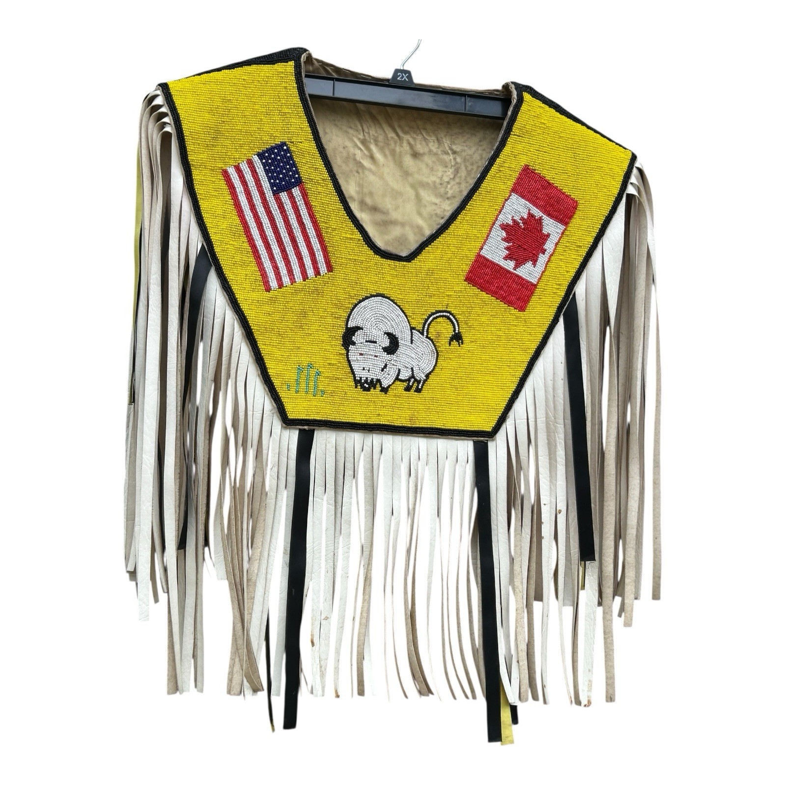 Vintage Native American Pow Wow Regalia Ceremonial Beaded Vest US Canada Buffalo