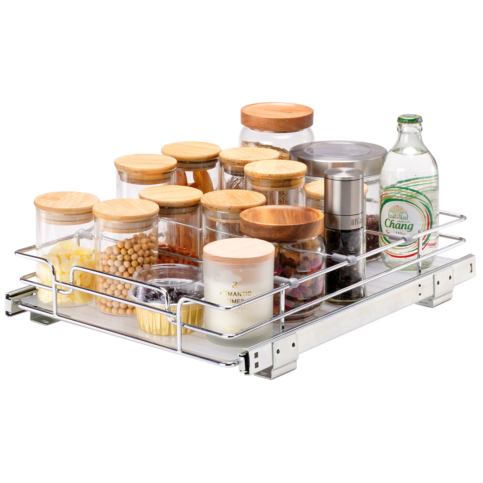 Kitchen Cabinet Pull Out Shelf Organizer Slide Out Drawer Basket 12/13/16/18/22"