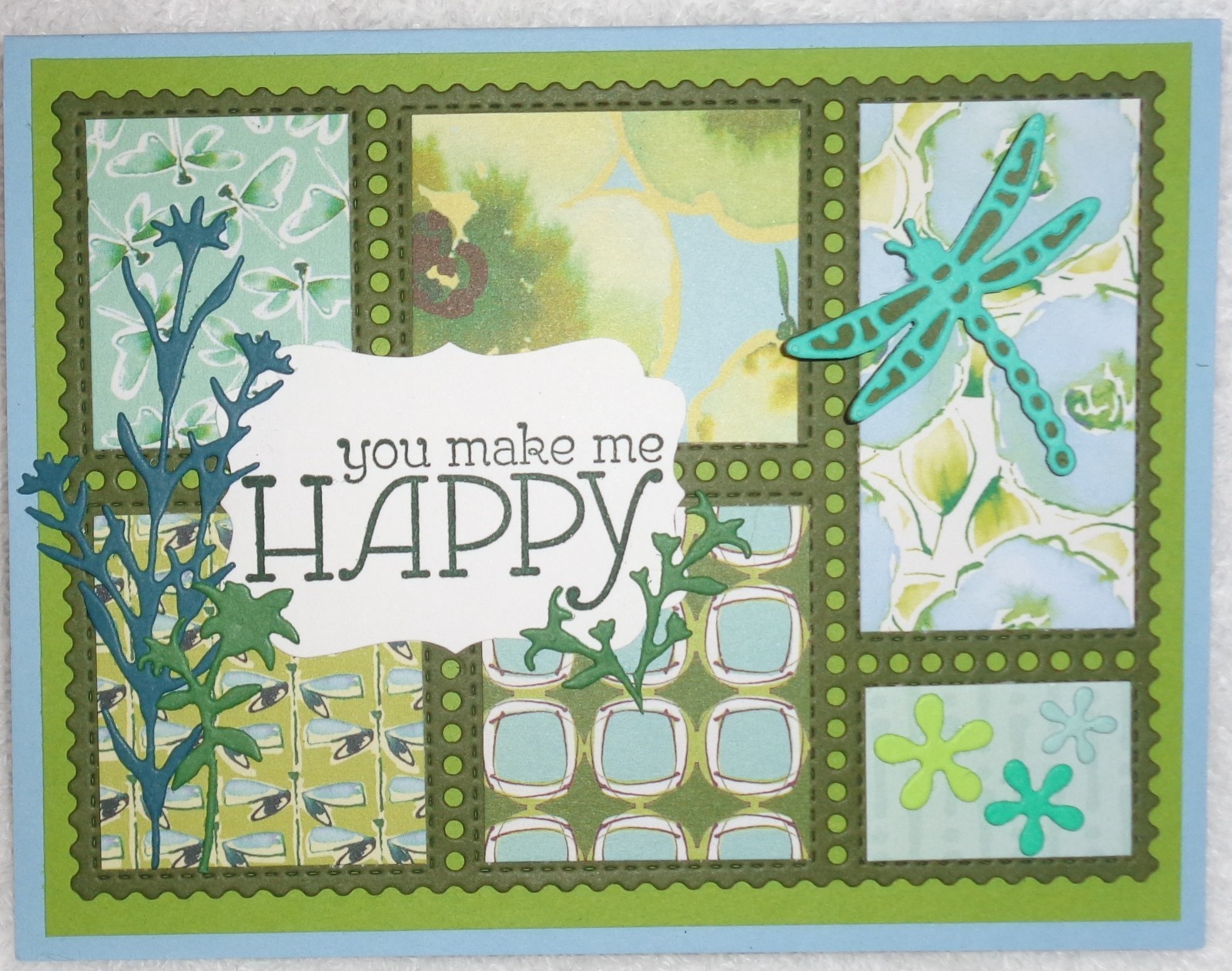 Stampin Up! Card Kit FRIENDSHIP Postage Collage YOU MAKE ME HAPPY Dragonfly