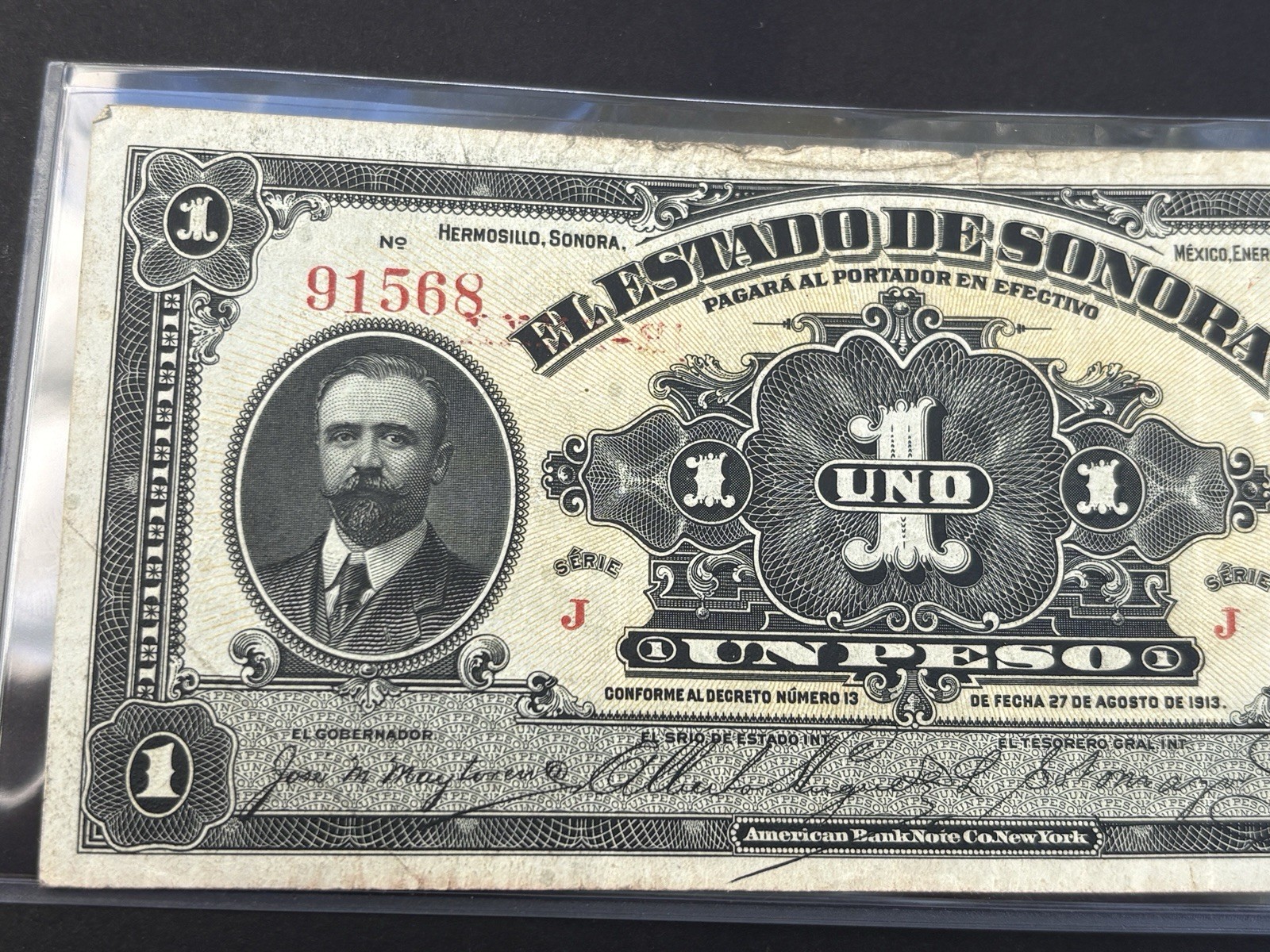 🇲🇽 1915 Mexico Sonora 1 Peso Note — Circulated 🔥 Mexican Revolution