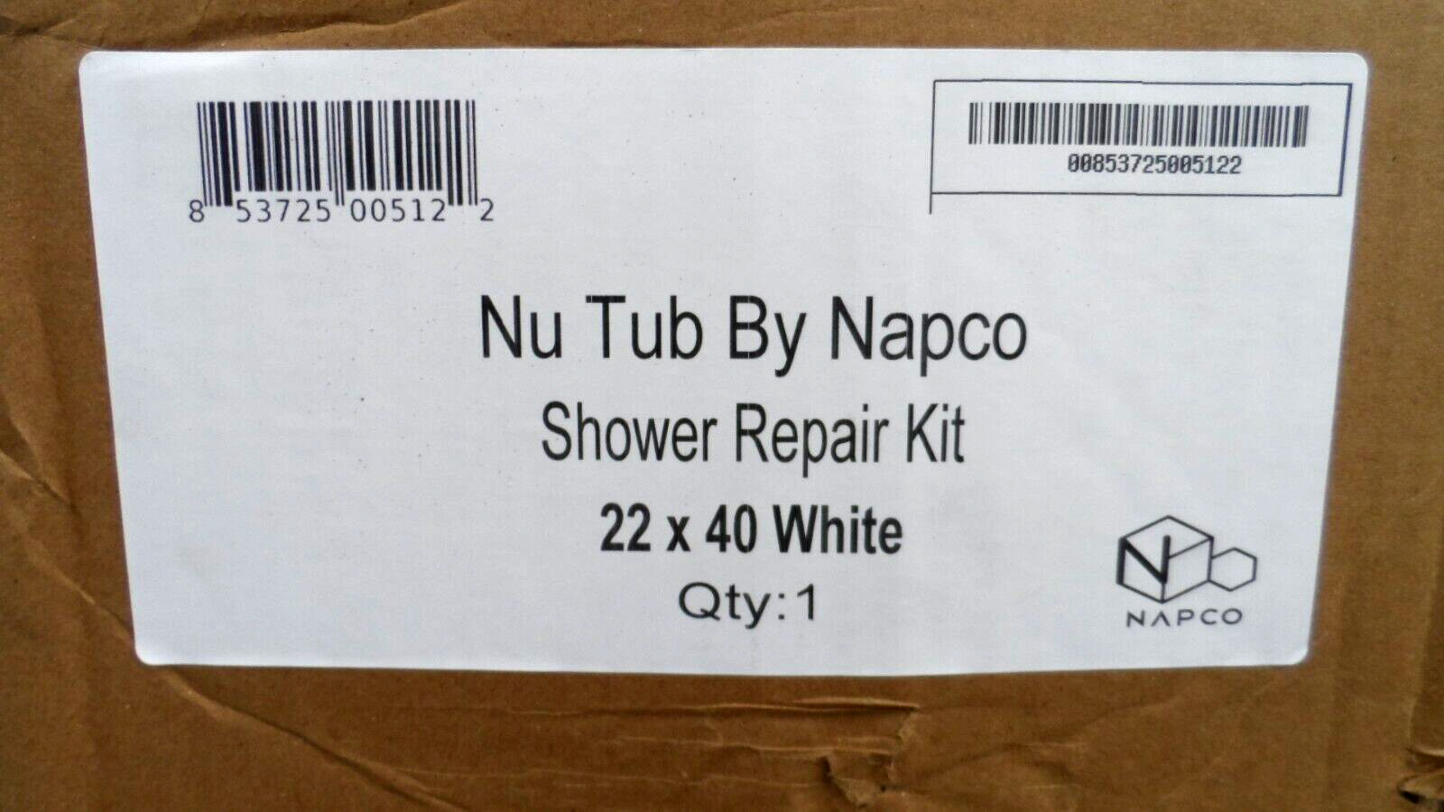 Napco NuTub Shower Bathtub Base Floor Repair Kit Inlay 22" X 40" White