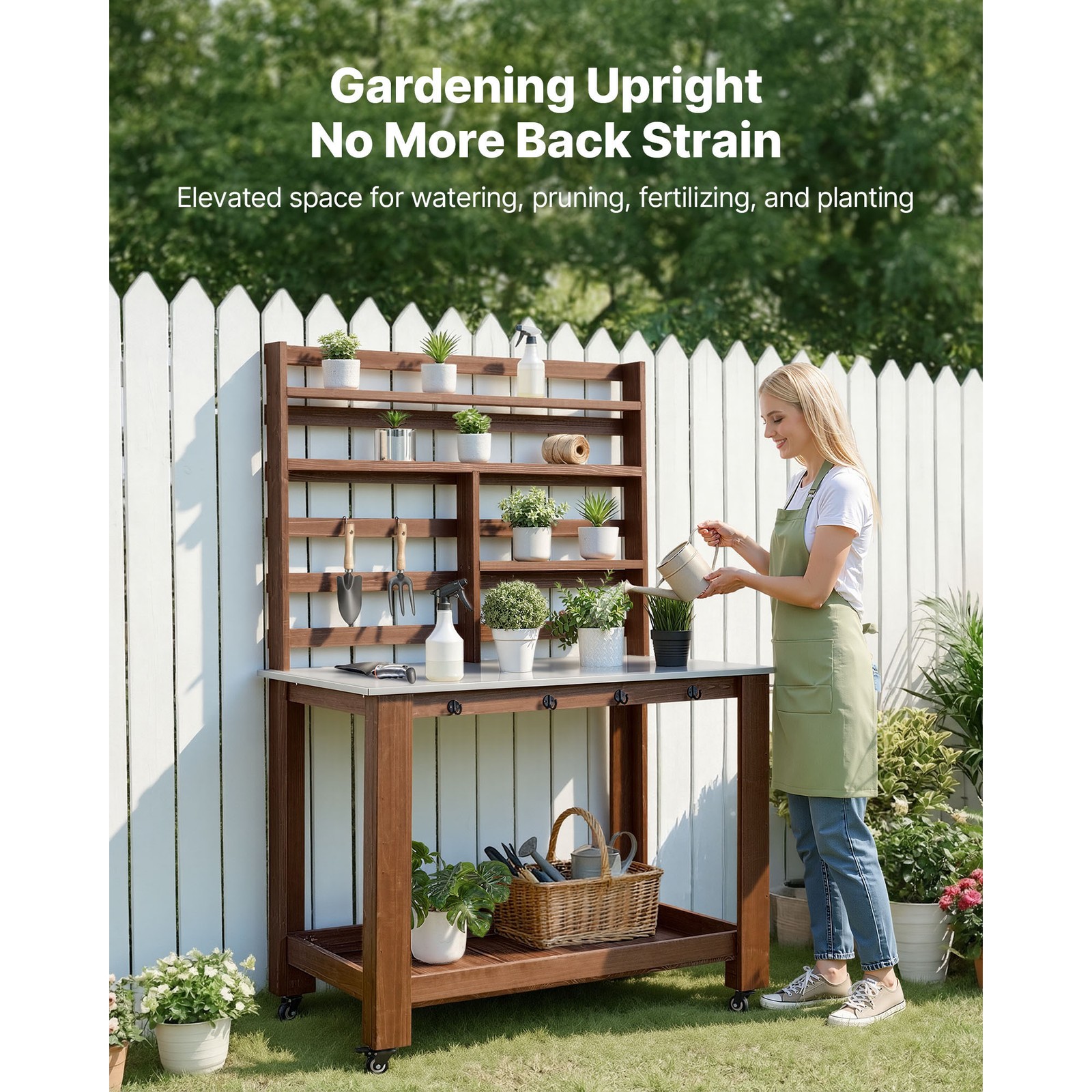 Uimoso Outdoor Gardening Workstation with Stainless Steel Tabletop