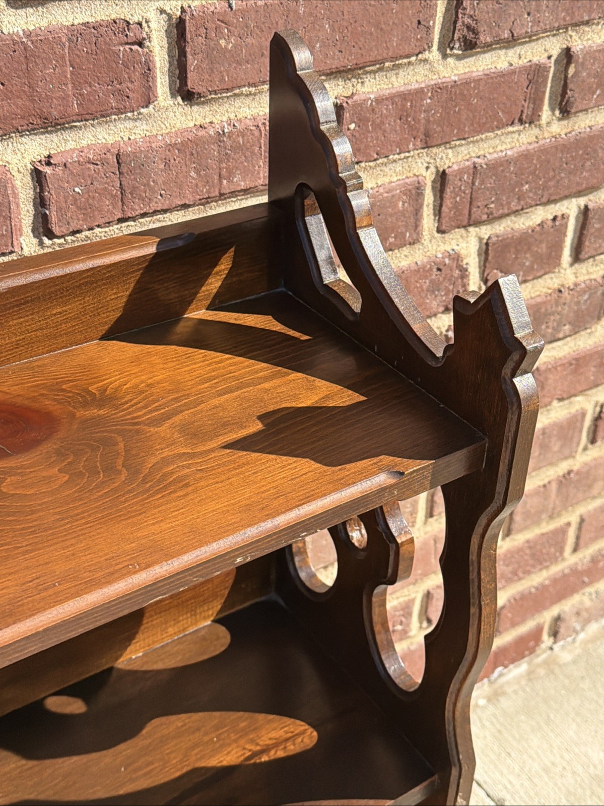 Antique 3 Shelf Wood Bookshelf, Victorian 37”L 33.5”H 9”D