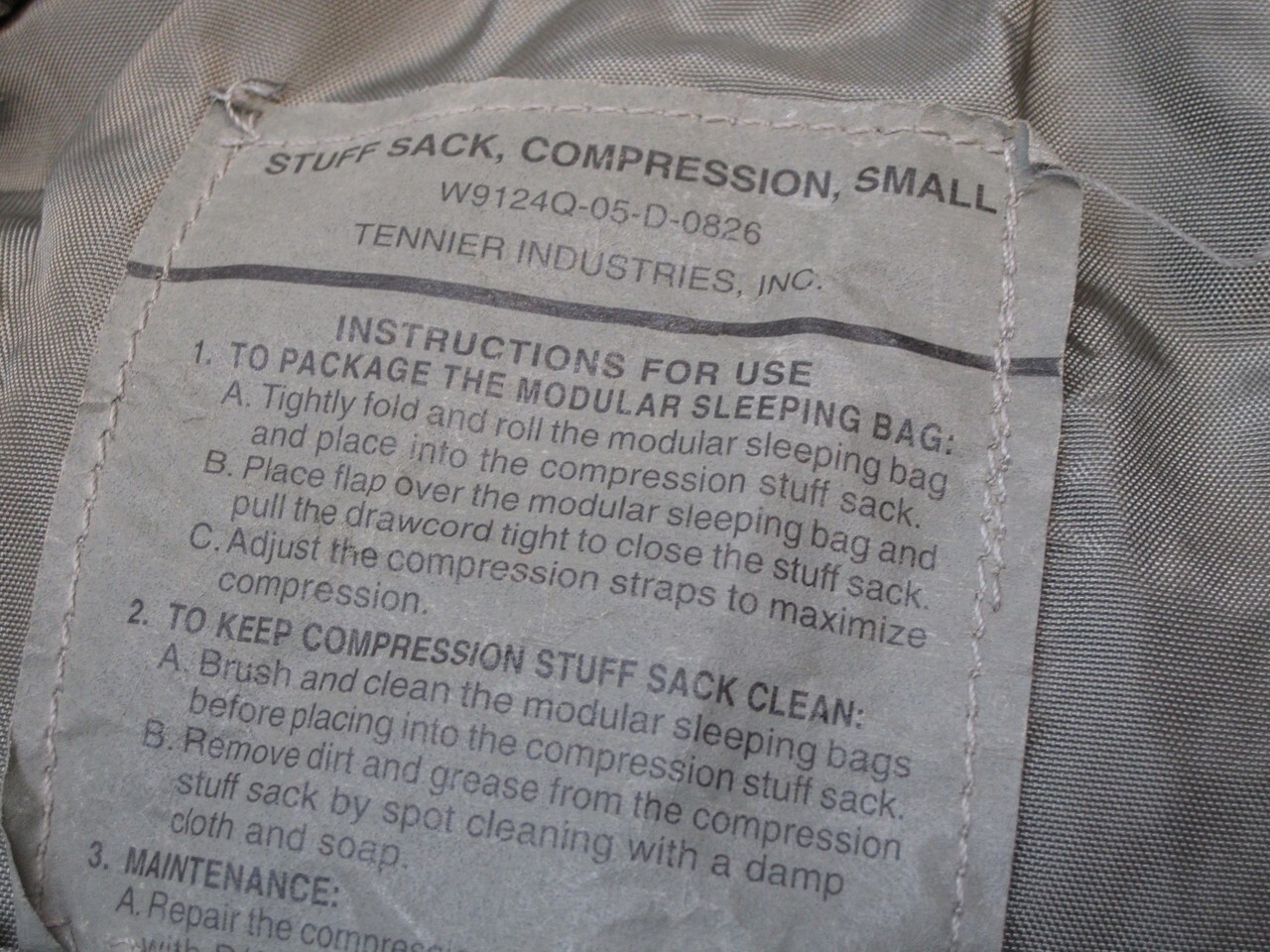 US Military SMALL Modular Sleeping Bag System Foliage COMPRESSION STUFF SACK EXC