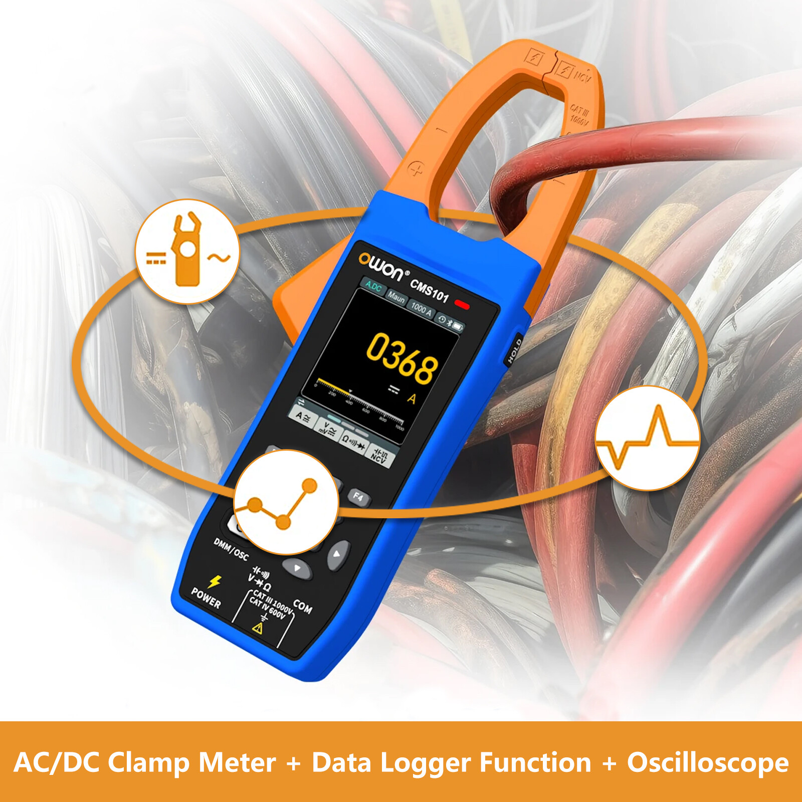 Owon CMS101 1000A AC/DC Clamp Meter 1MHz Oscilloscope True RMS NCV Recorder