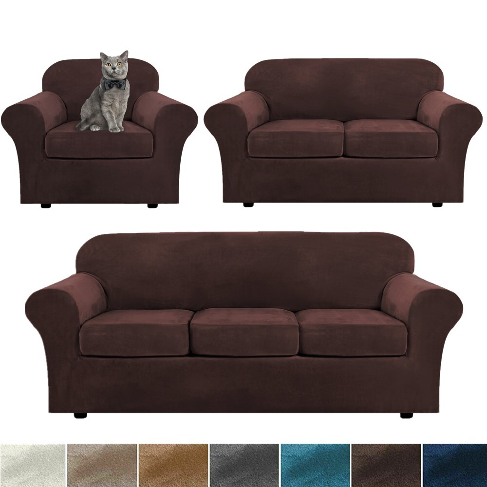 Velvet Sofa Covers for 1/2/3 Seat Cushion Couch Slipcovers with Individual Cover