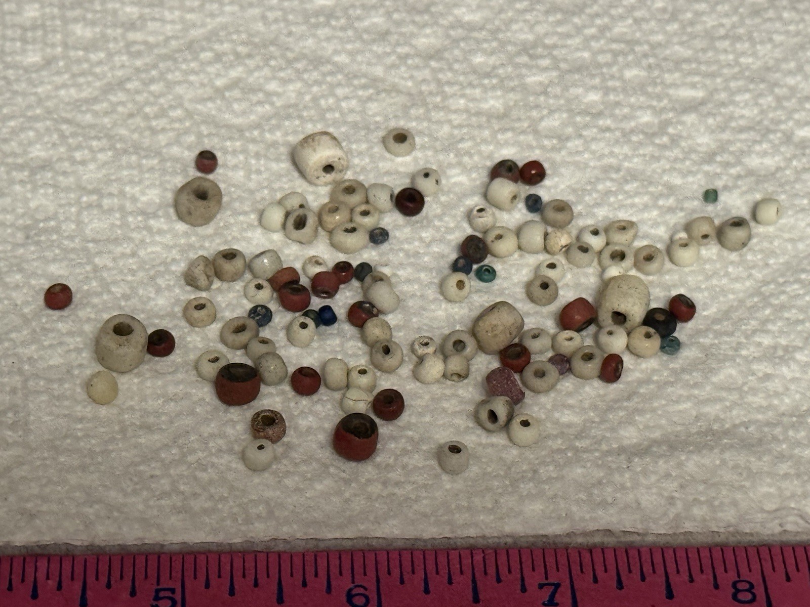 LOT OF 106 ANTIQUE CALIFORNIA TRADE BEADS FOUND BETWEEN AUBURN & PLACERVILLE