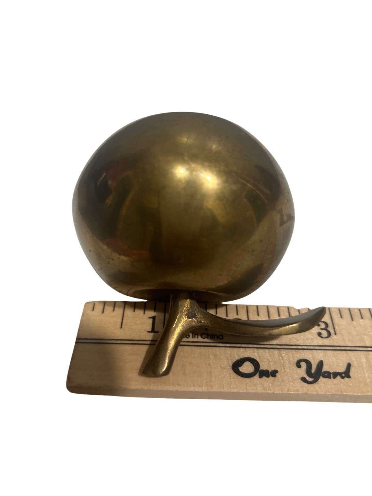 Solid Brass Apple Paperweight Or Decorative Accent