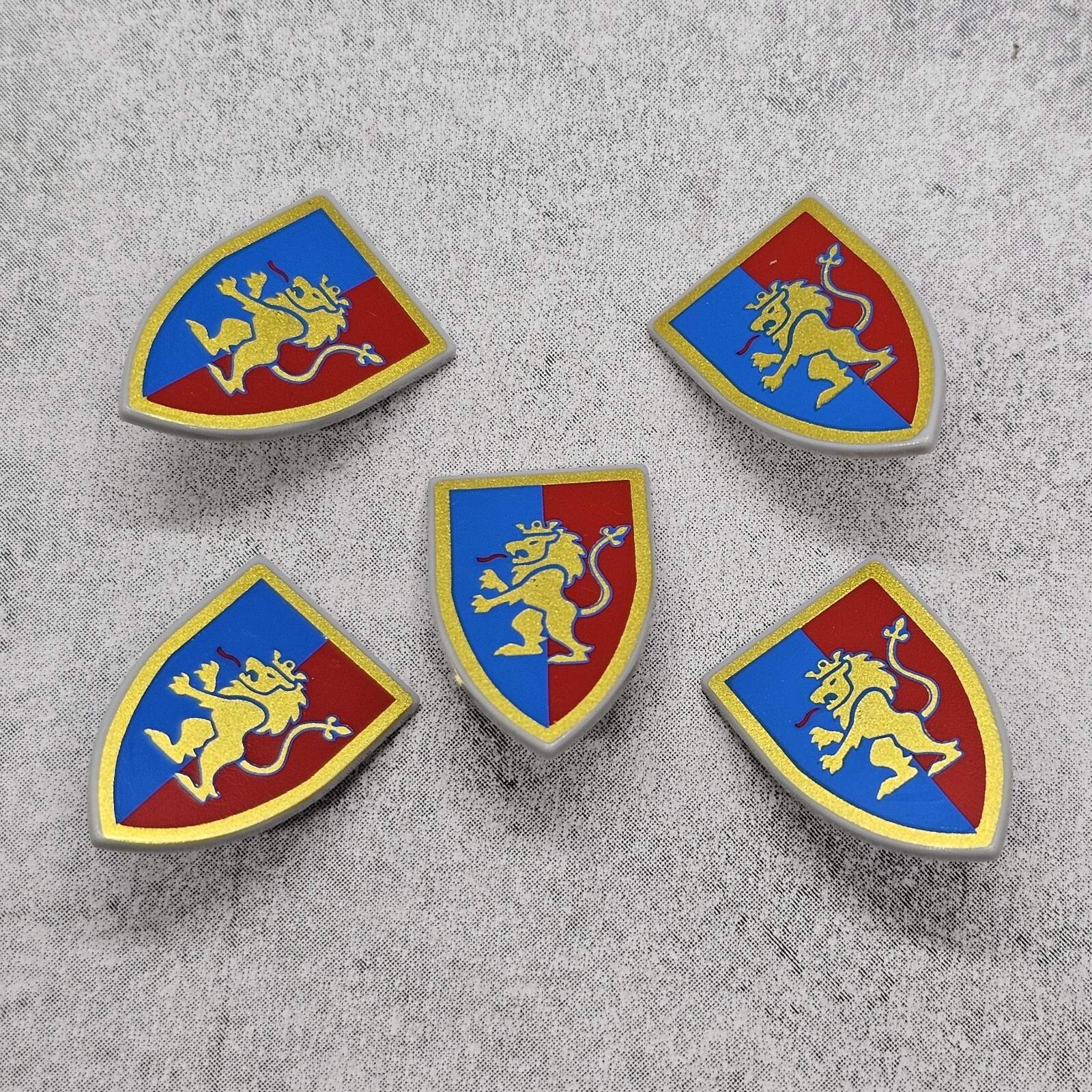 5pack Custom Gold Lion Red Blue Shield Lot For Minifigures D11LS14
