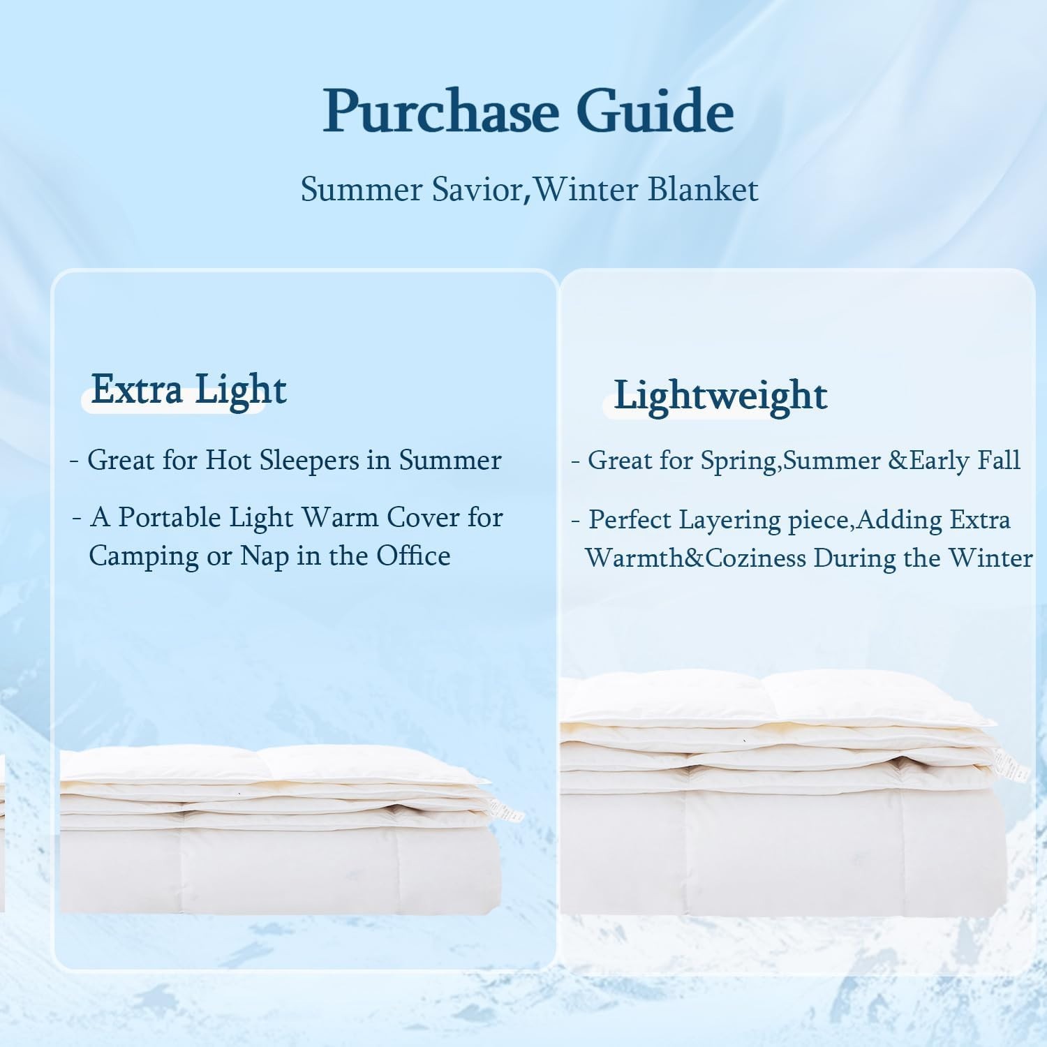 Down Comforter King Size Lightweight Cool Summer Duvet Insert 106x90 inches