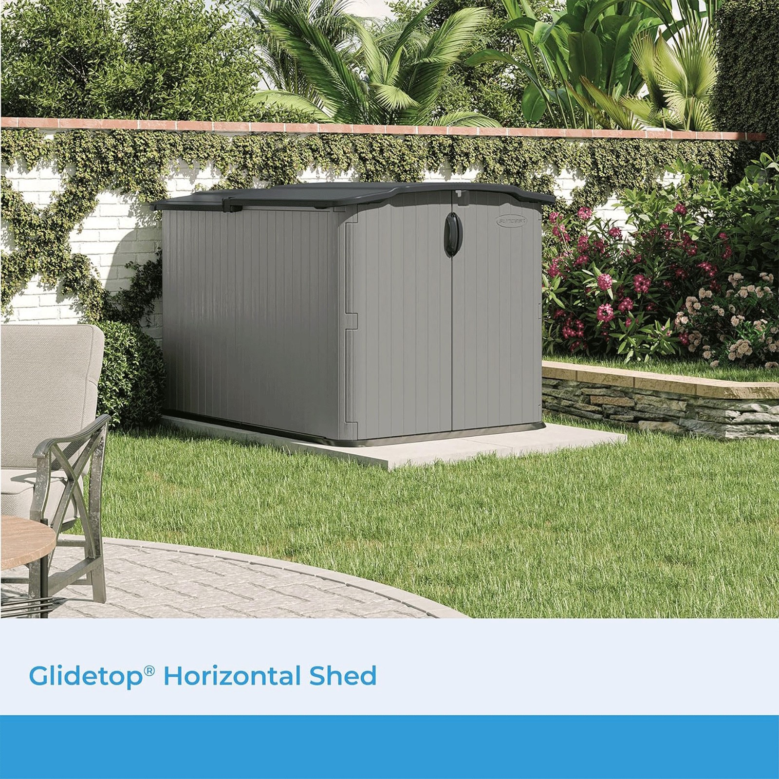 Suncast Glidetop 98 Cu Ft Outdoor Horizontal Shed Gray Storage