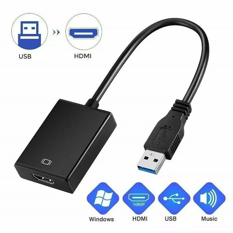 HD 1080P USB 3.0 to HDMI Video Cable Adapter For PC Laptop HDTV LCD TV Converter