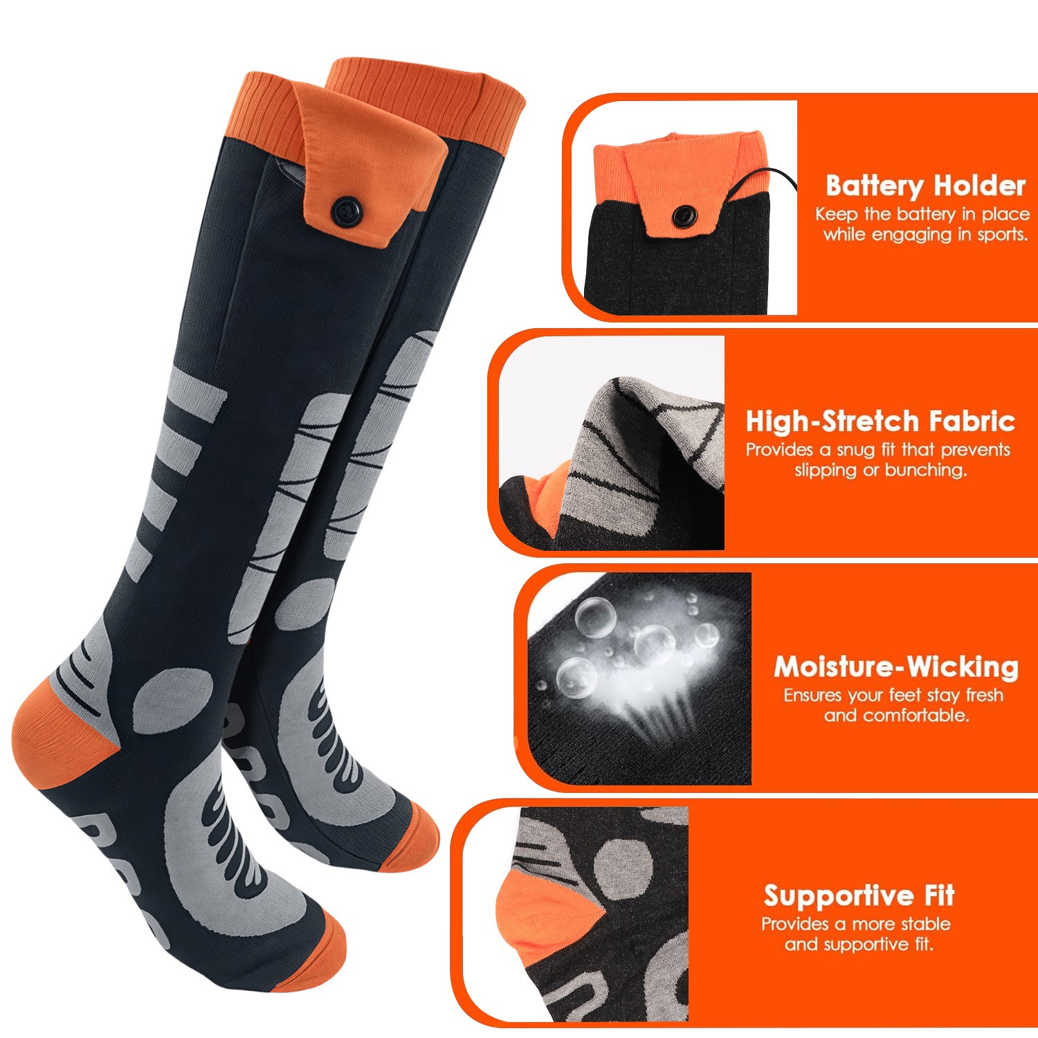 Electric Heated Socks for Men Women APP Control 5000mAh Rechargeable Battery