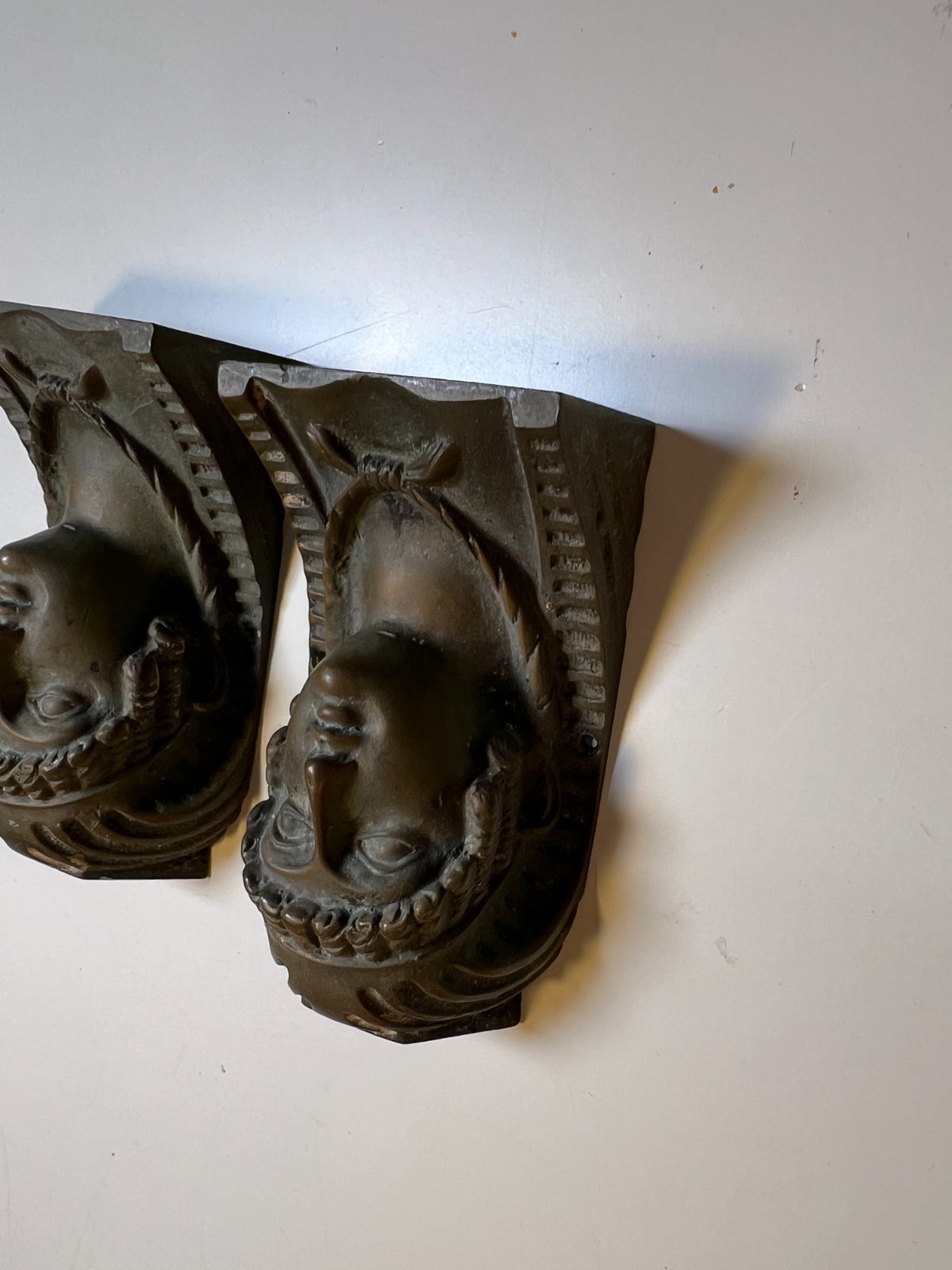 2: Antique Cast Brass Egyptian Revival Furniture Mounts Architectural Appliques