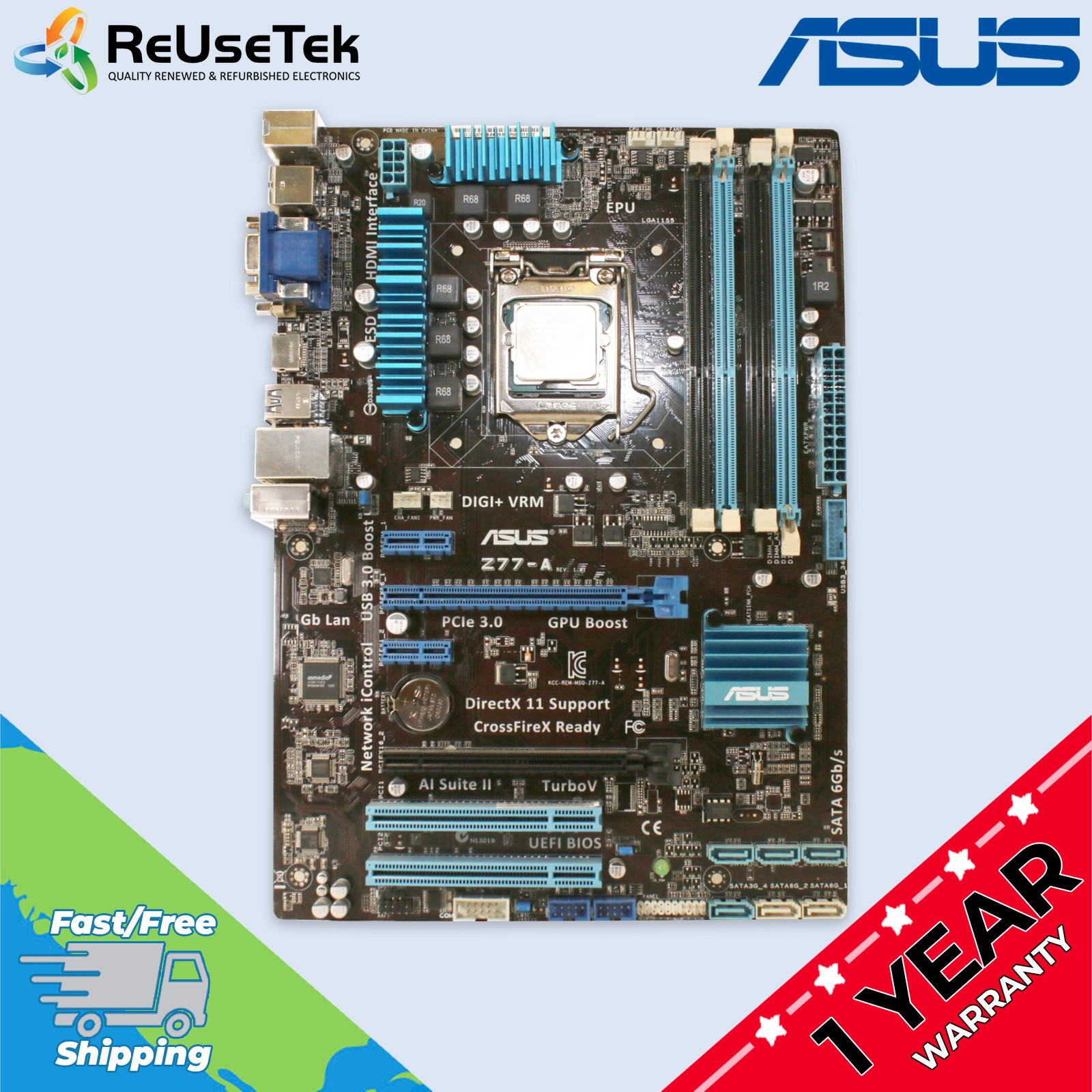ASUS Z77-A LGA 1155 ATX Motherboard w/ Intel Core i7-3770 | No RAM & IO Shield