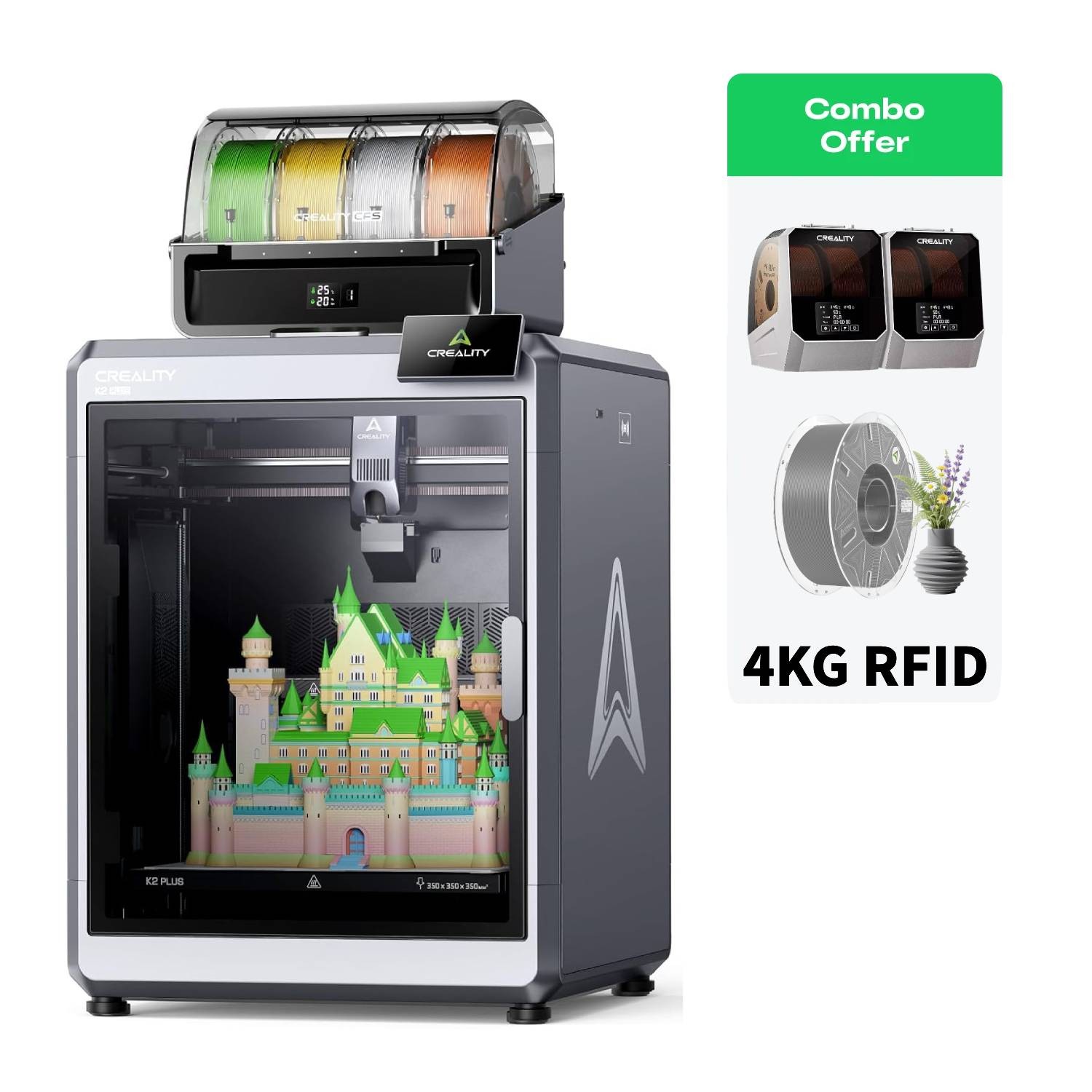 Creality K2 Plus Combo 3D Printer With 2-Pack Space Pi Plus & 4KG RFID Filament