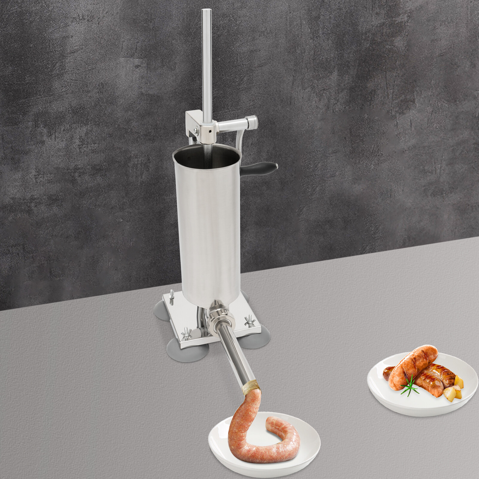 Homemade 8lbs 3.5L Vertical Sausage Stuffer Meat Filler Maker With 8pcs Tubes US