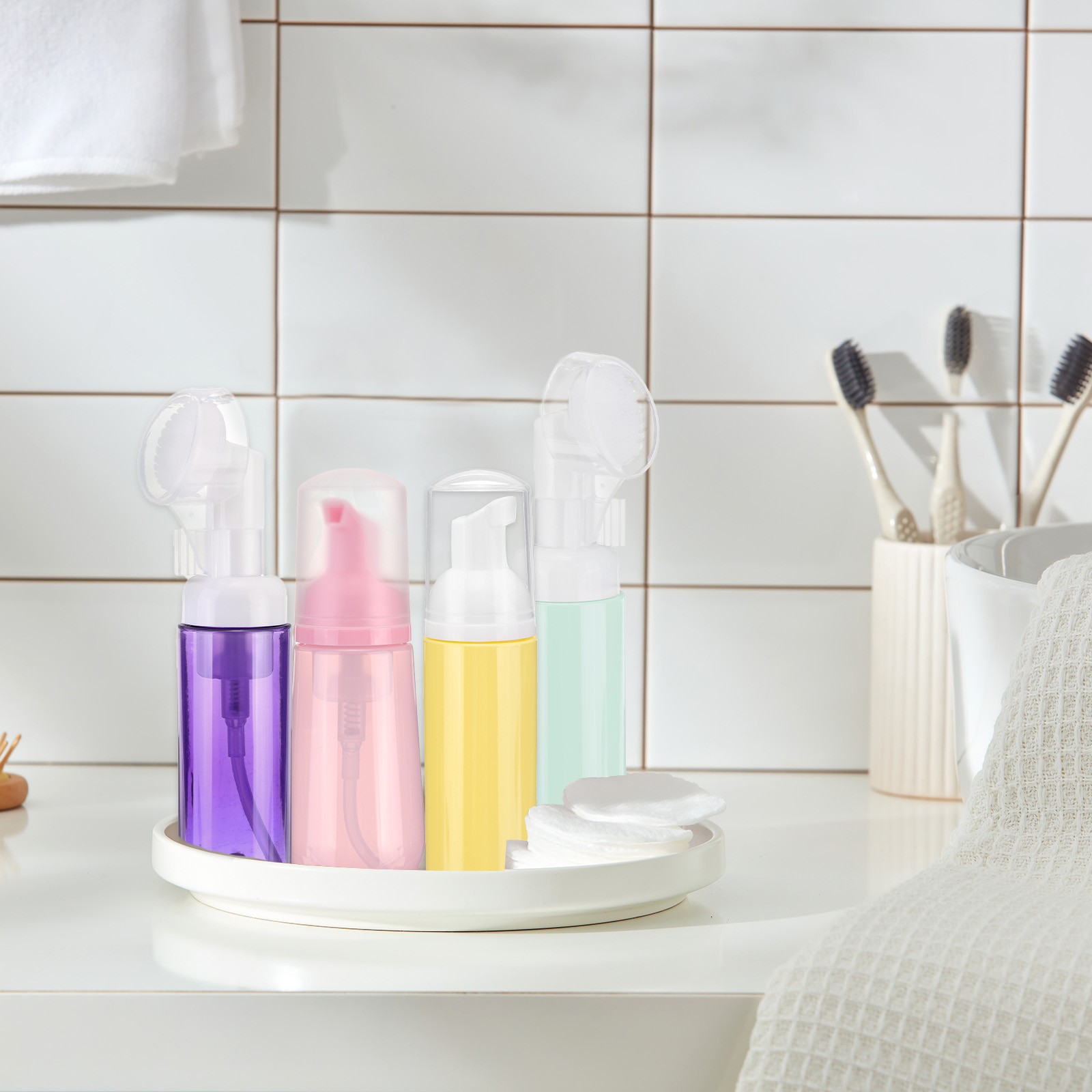 2 Oz Empty Foam Pump Bottle, 12 PCS Soap Dispenser, Black/Gold