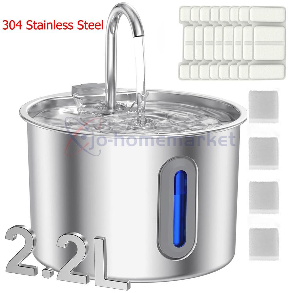 74.4oz/2.2L Cat Water Fountain Stainless Steel, Automatic Pet Water Dispenser