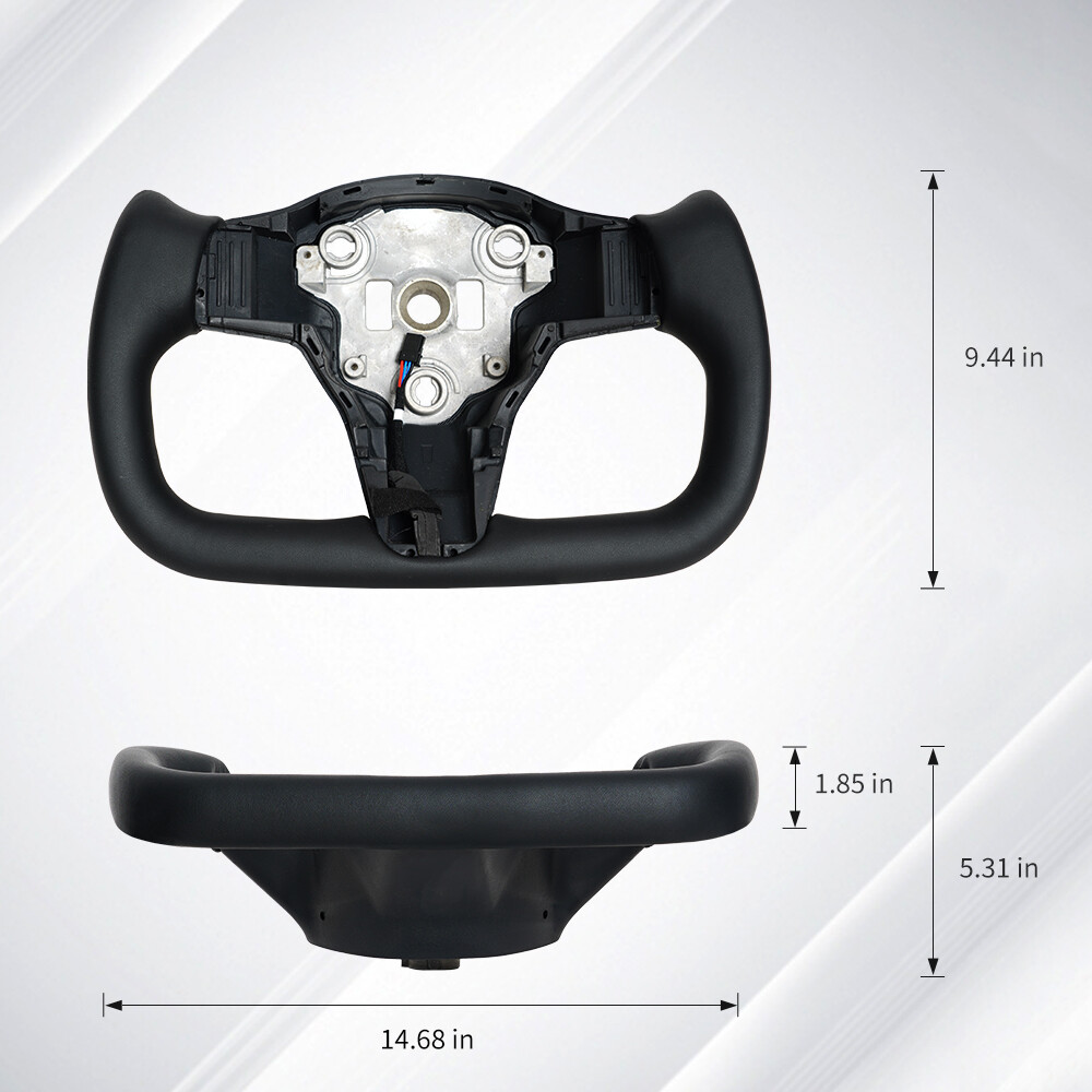 Yoke Steering Wheel For Tesla Model 3 Model Y 16-22 with Heated Black Leather