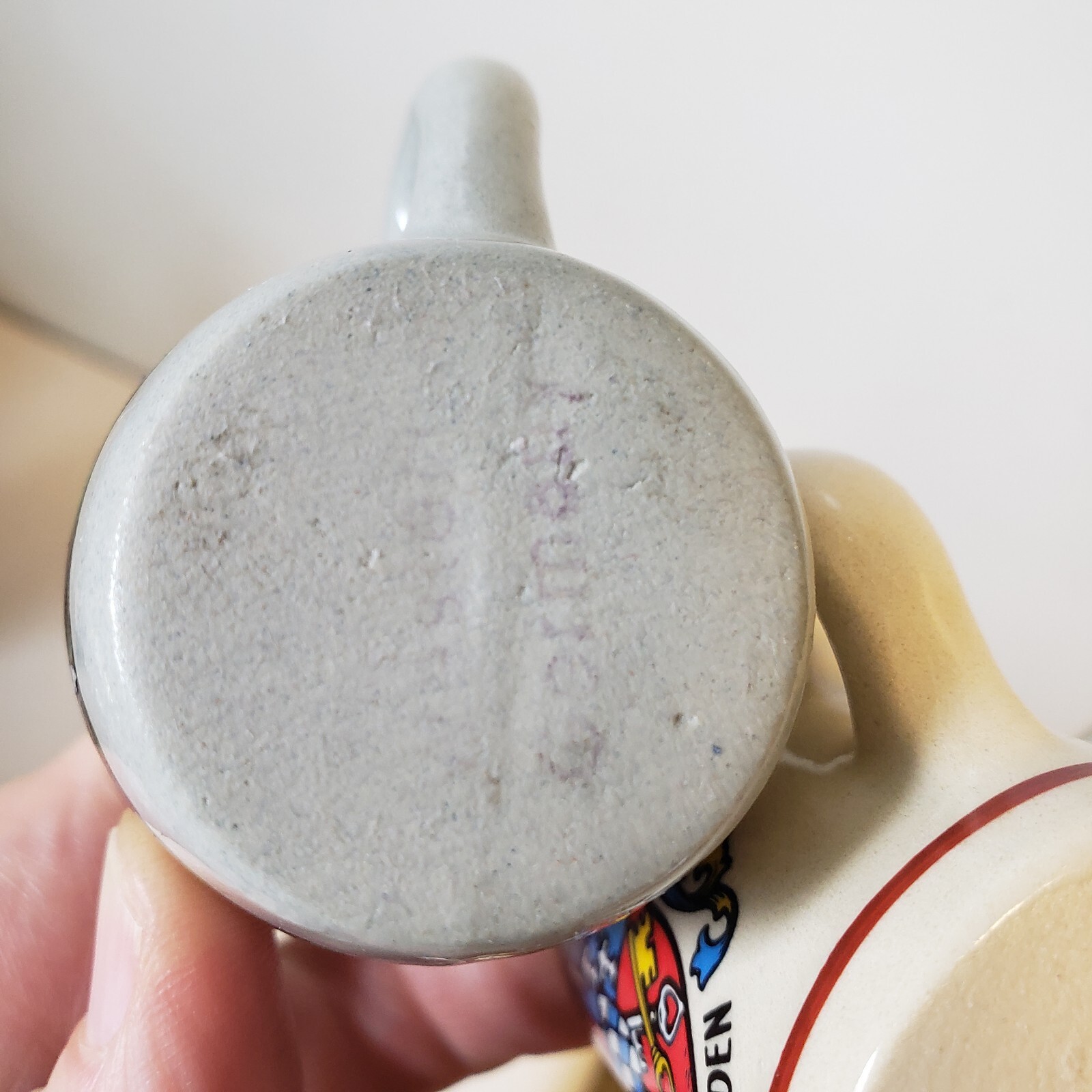 2 VINTAGE West Germany CERAMIC SMALL MINI BEER STEIN MUG SHOT Tiny Stines 2"