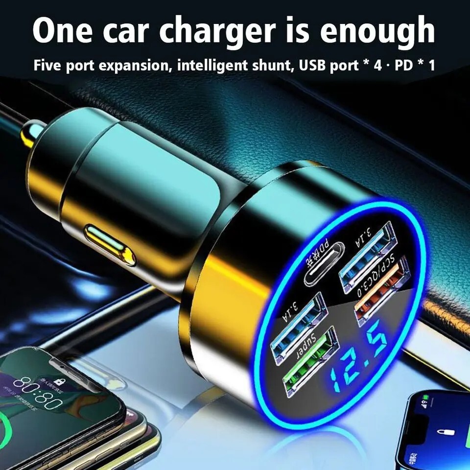4 USB Port Super Fast Car Charger Adapter for iPhone Samsung Android Cell Phone