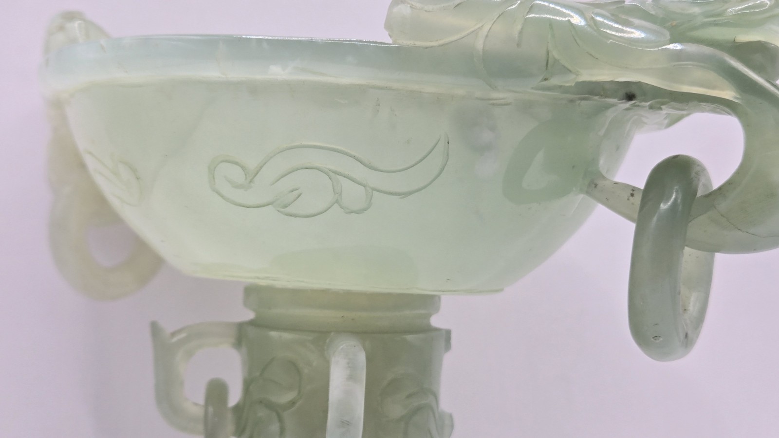 Vintage Chinese Jade Carved Foo Dog Incense Burner 8" x 7.5" READ FOR FAULTS