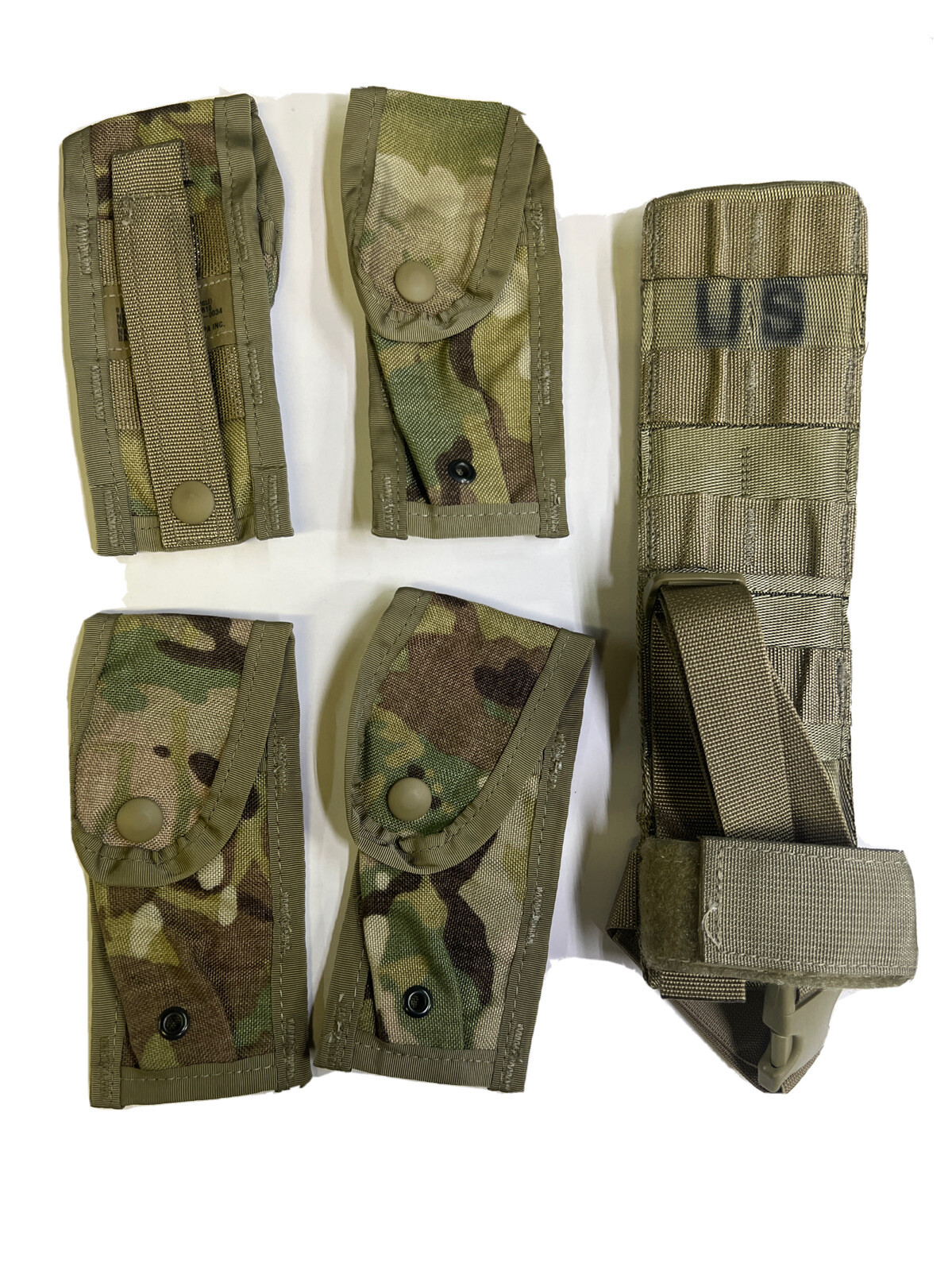 USGI MOLLE Pistolman Pocket Set OCP Multicam 4 9mm Mag Pouches Holster Extender