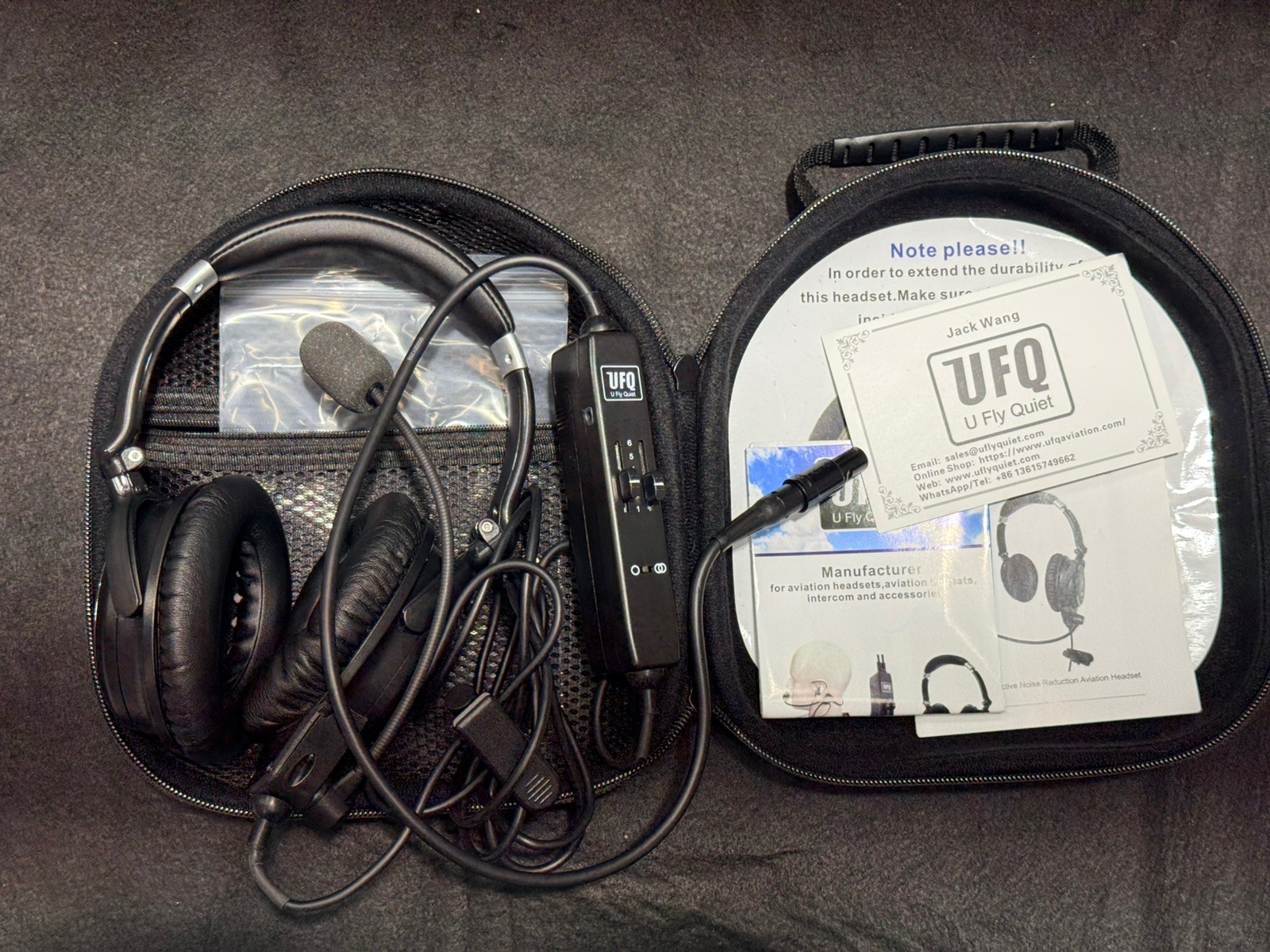 UFQ A7  ANR LEMO aviation headset Active Noise Reduction aviation headset