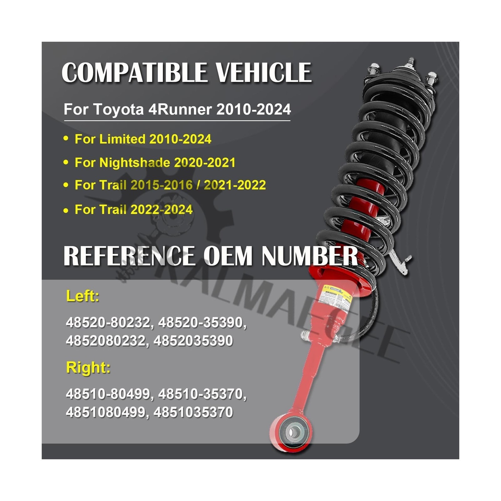 2PCS Front Shock Struts Assys with Coil Springs for Toyota 4Runner Limited 4W...