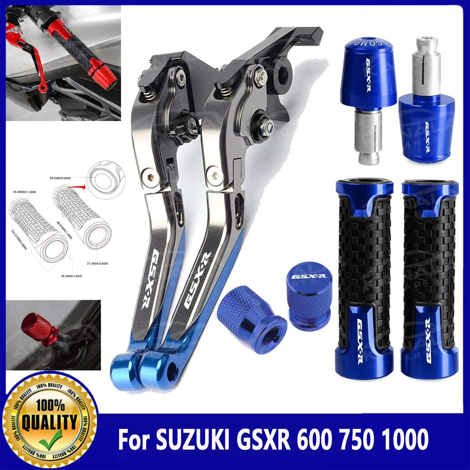 For SUZUKI GSXR 600 750 1000 CNC Motorcycle Brake Clutch Levers Handle Grips Cap