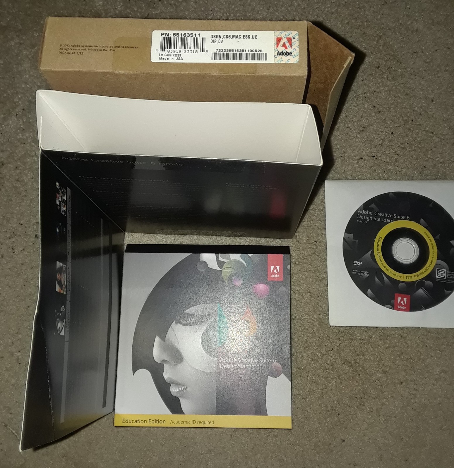 ADOBE CREATIVE SUITE 6 Design Student & Teacher Edition w/ S# MAC (PS, AI + InD)