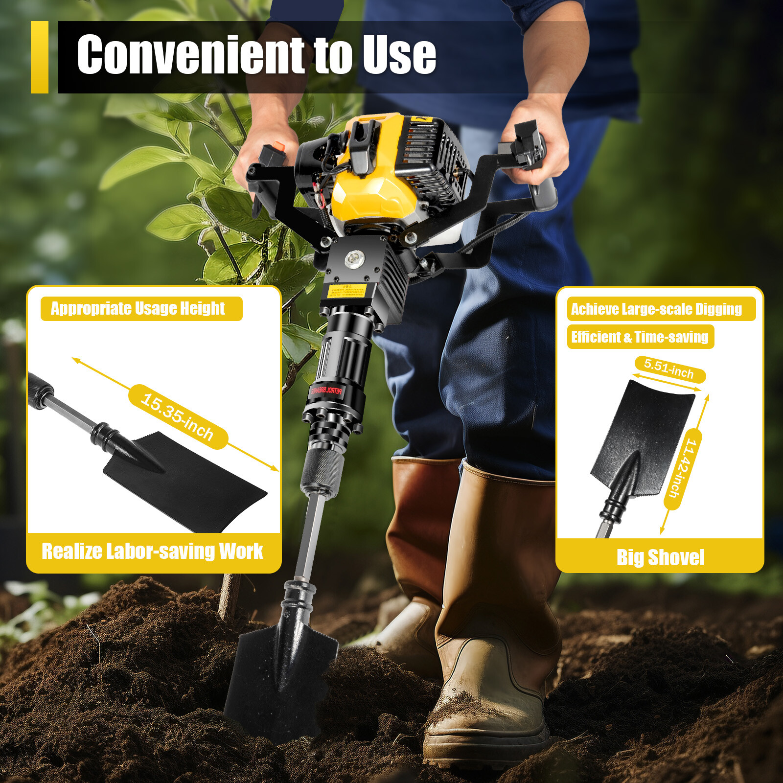 2 Stroke 33CC Gas-Powered Excavator Garden Tree Digger Shovel Digging Machine