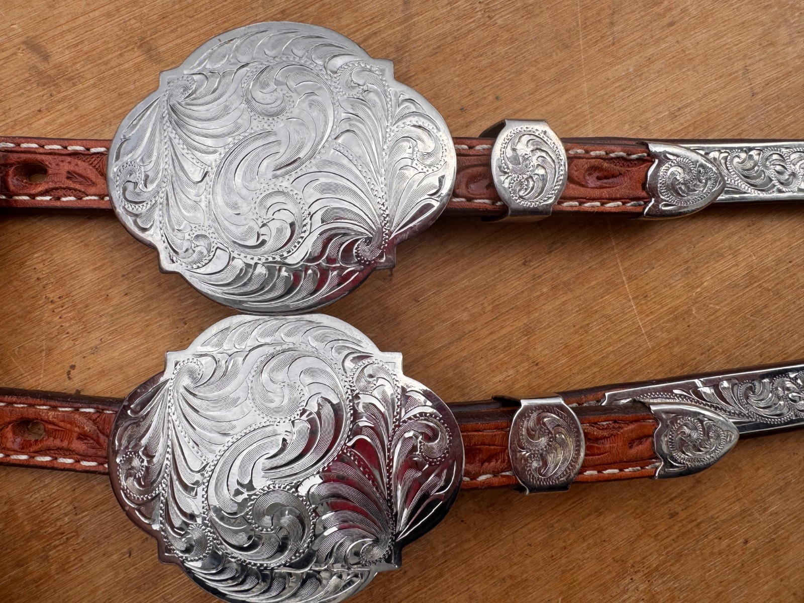 Billy Royal Tristan Silver Tooled Light Oil Western Show Horse Headstall