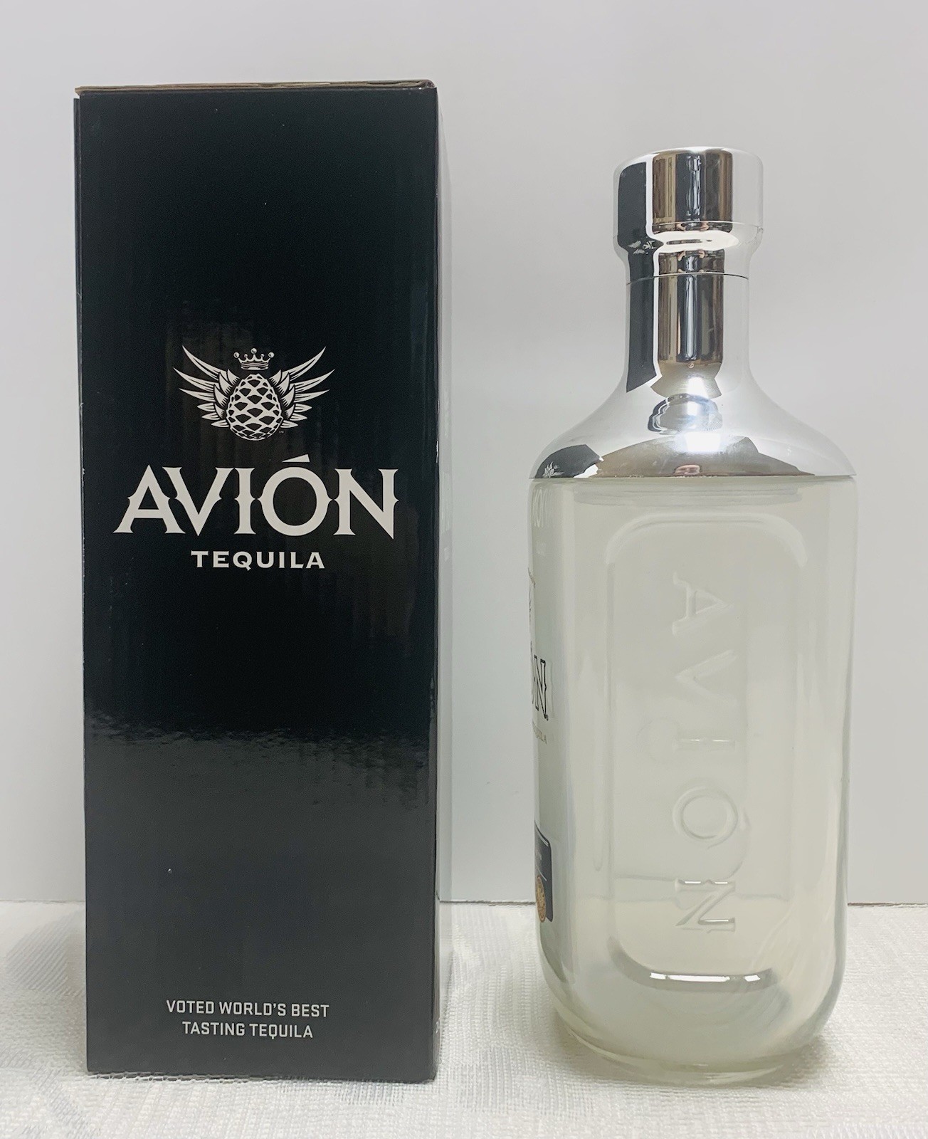 Avion Silver Tequila Ultra Premium Glass & Brushed Stainless Steel Shaker New