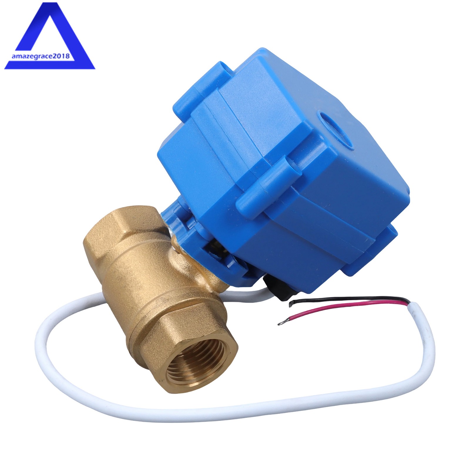 1/2" Brass Motorized Ball Valve, Full Port, 9-24V AC/DC, 2 Wire Auto Return