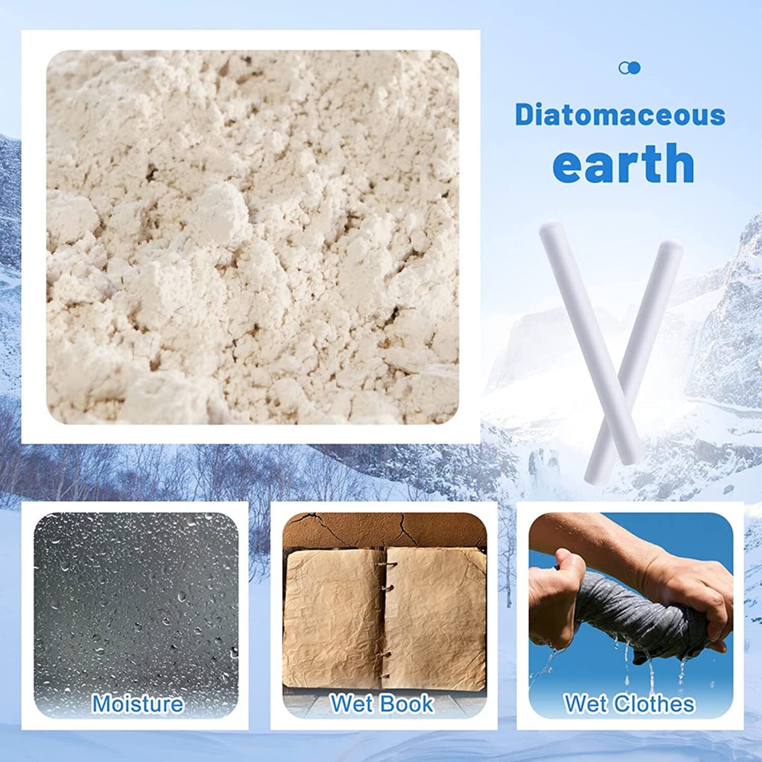 NUHUi Diatom Drying Rod Stick 5 Packs Reusable Moisture-Proof