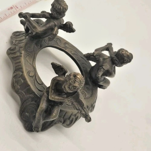 ​Vintage Silvestri Brass Cherub Angel Sphere Stand Trio Musical Instrument VTG