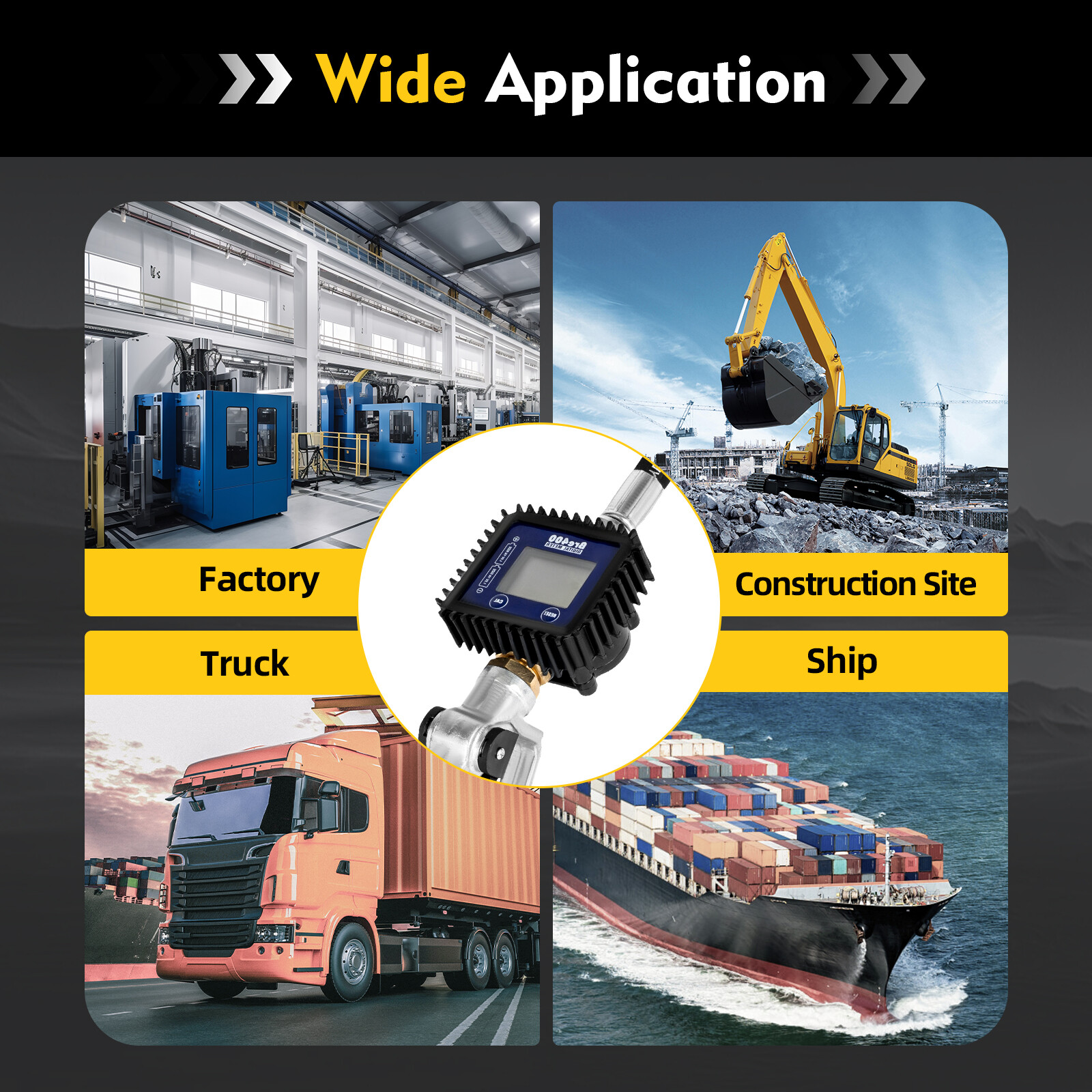 Oil Transfer Delivery Gun Pump Engine Oil Dispenser Nozzle w/ Digital Flow Meter