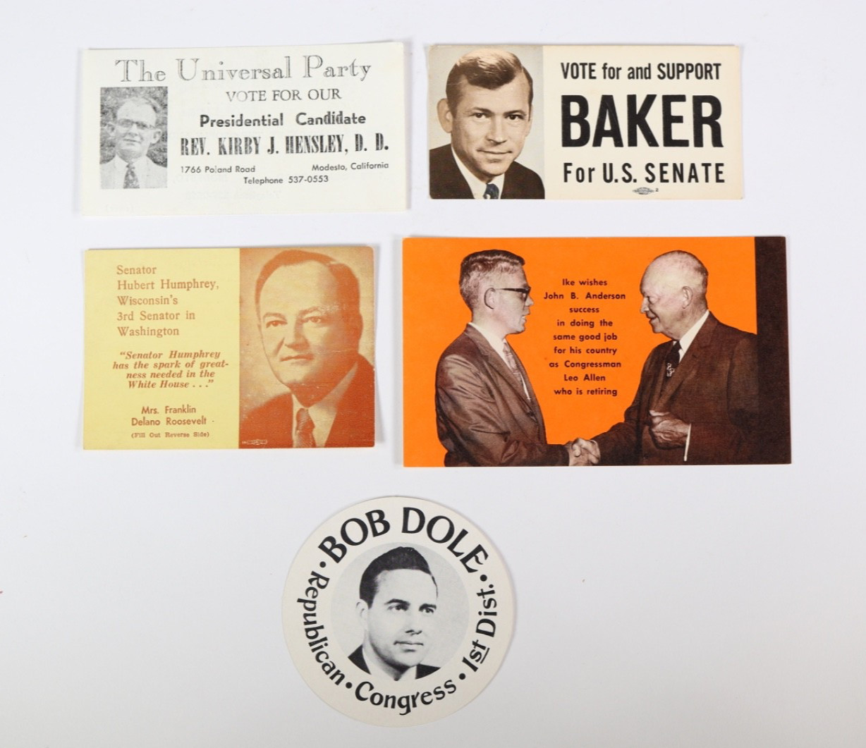 1960's Political Congressional Campaign Ephemera